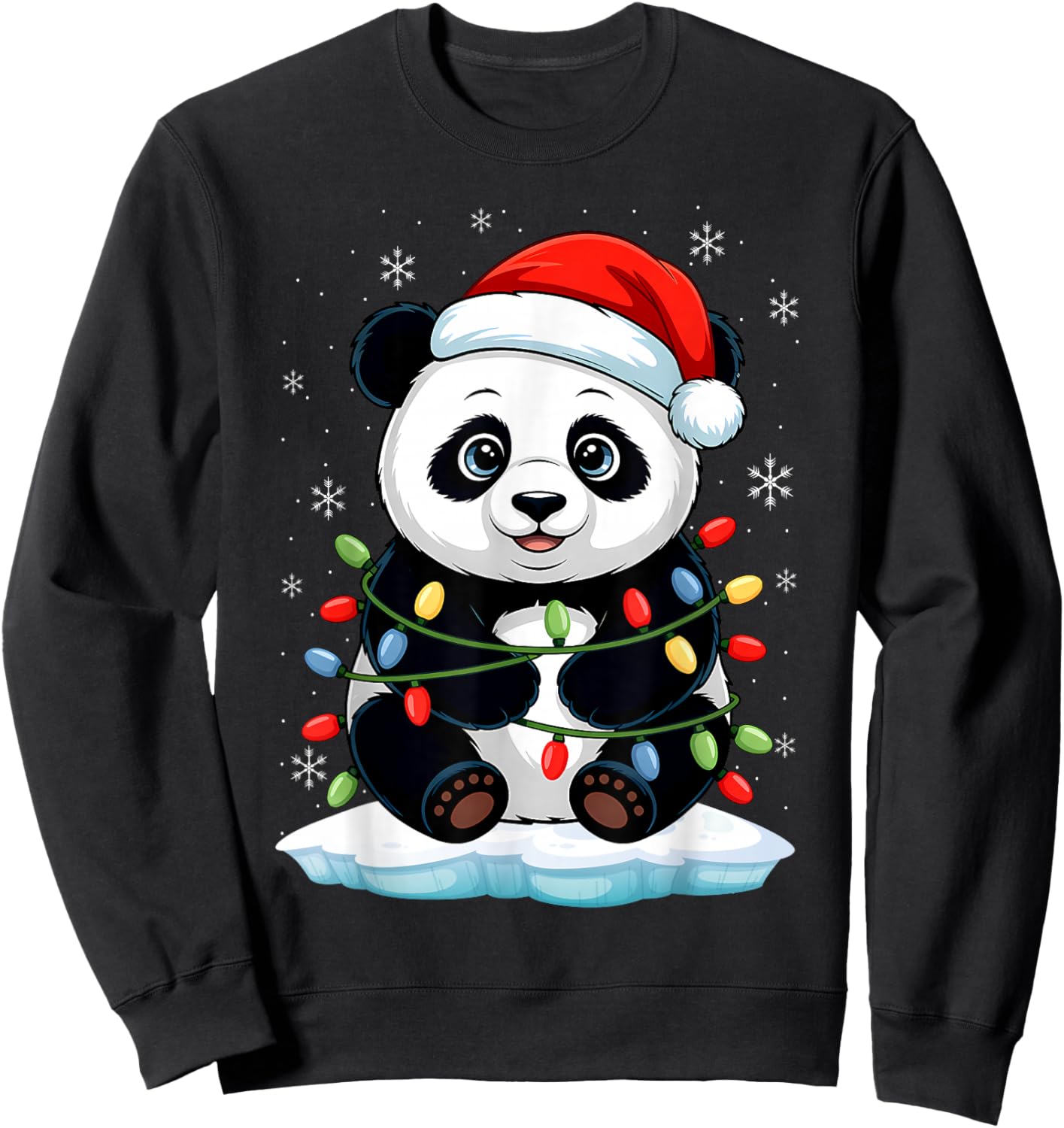 Christmas Lights Funny Panda Sweatshirt - Sweatshirt | Black
