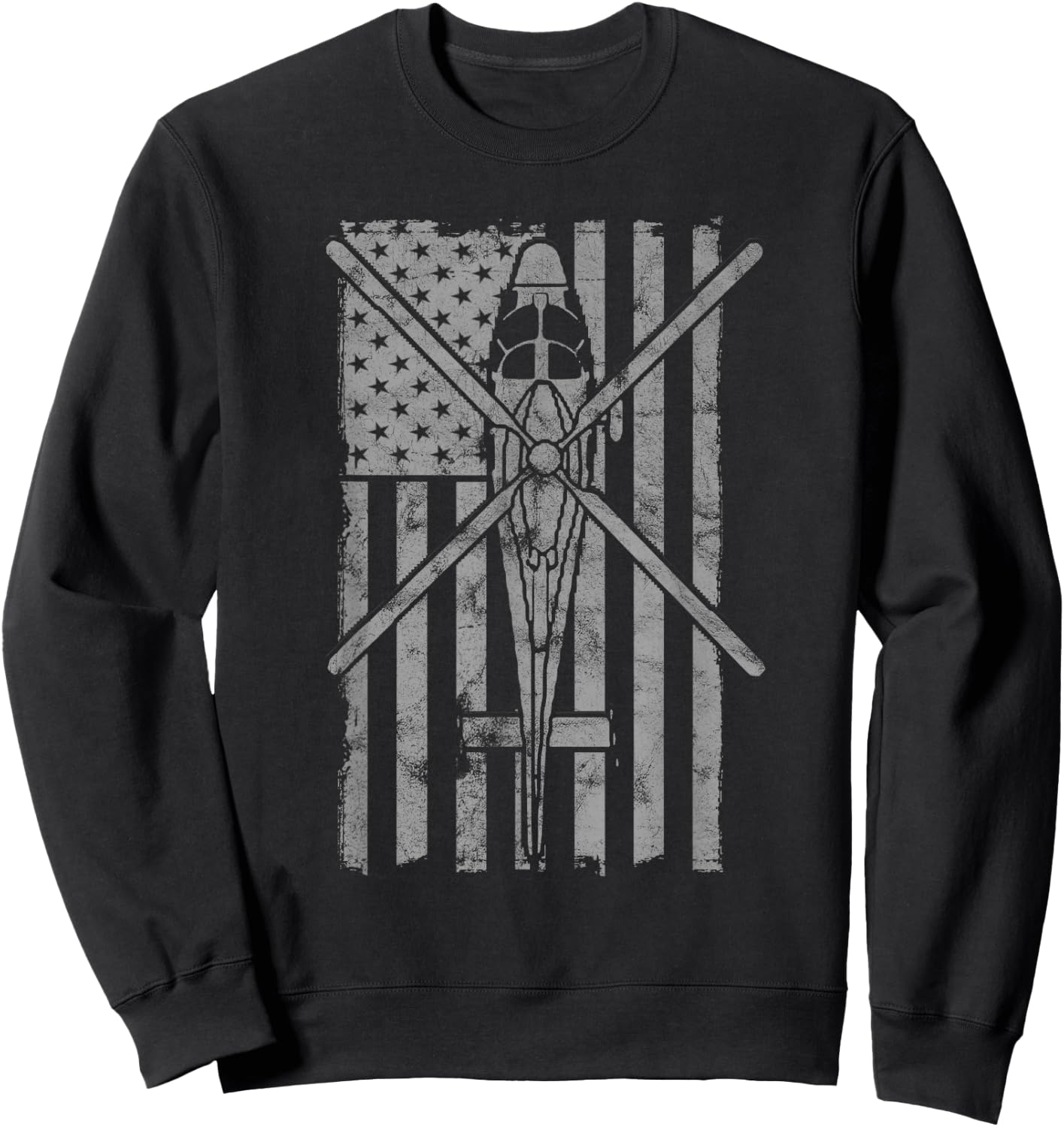 HH-65 Dolphin SAR / Rescue Helicopter Vintage Flag Sweatshirt - Sweatshirt | Black