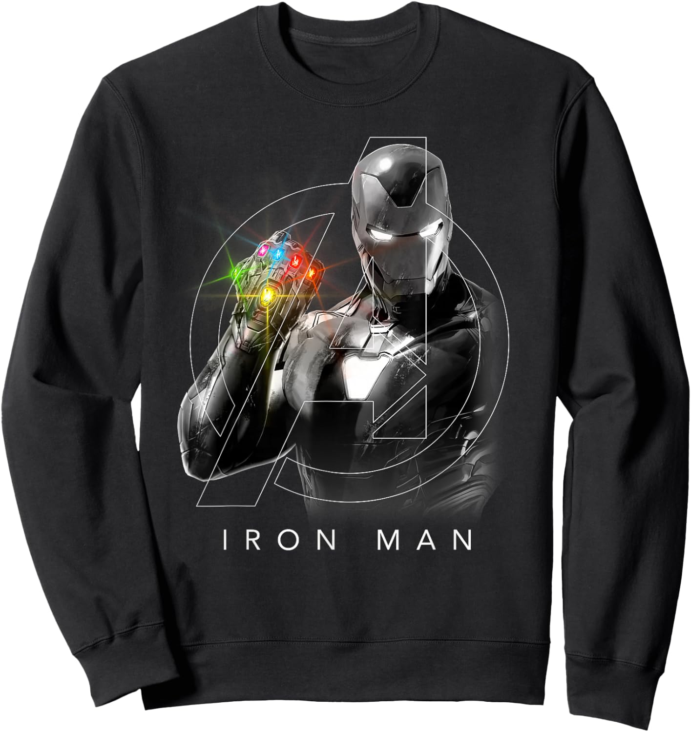 Marvel Avengers Endgame Glowing Stones Logo Overlay Portrait Sweatshirt - Sweatshirt | Black