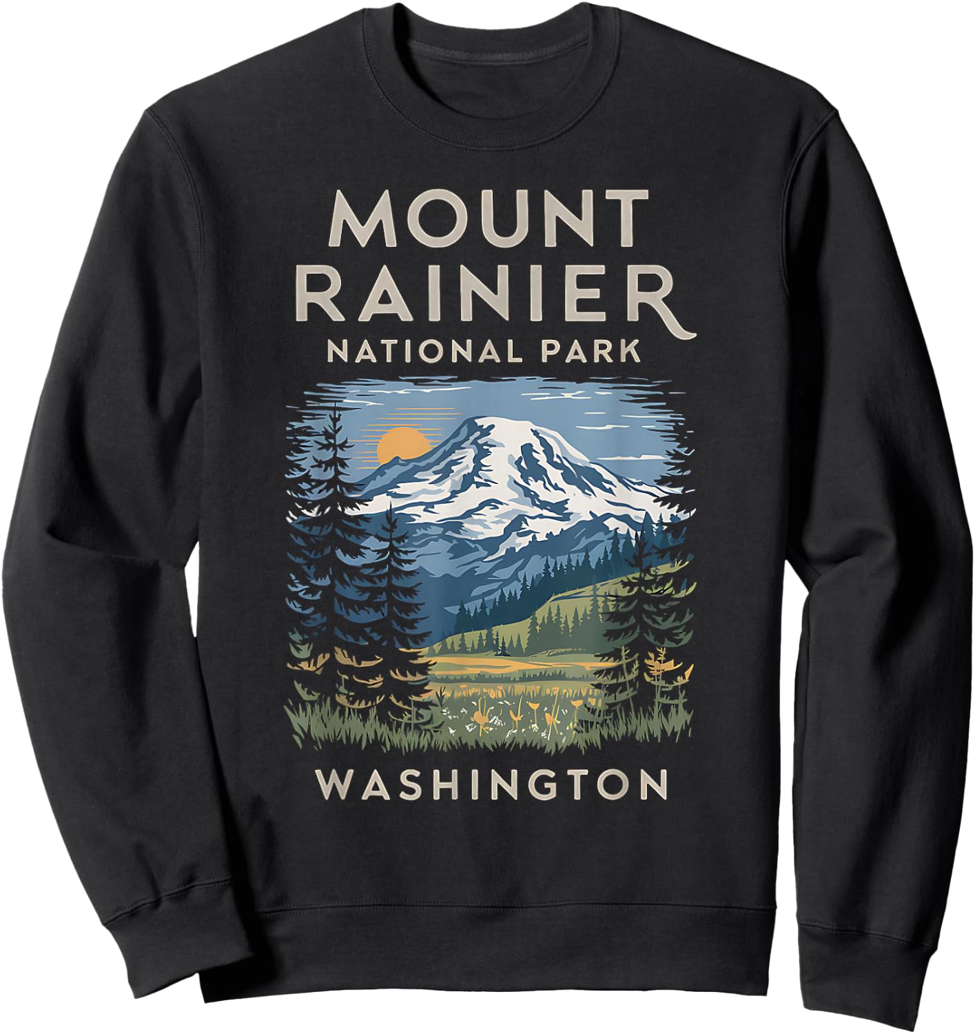 Stunning Mount Rainier National Park Scenic Sweatshirt - Sweatshirt | Black