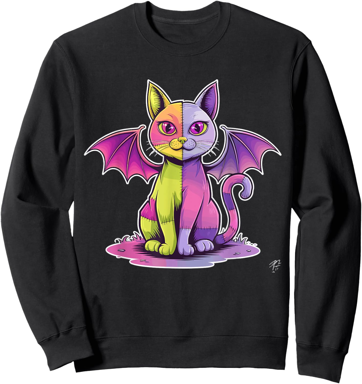 E-Girl Teen Goth Pastel Cat Kawaii Zombie Emo Girl Sweatshirt - Sweatshirt | Black