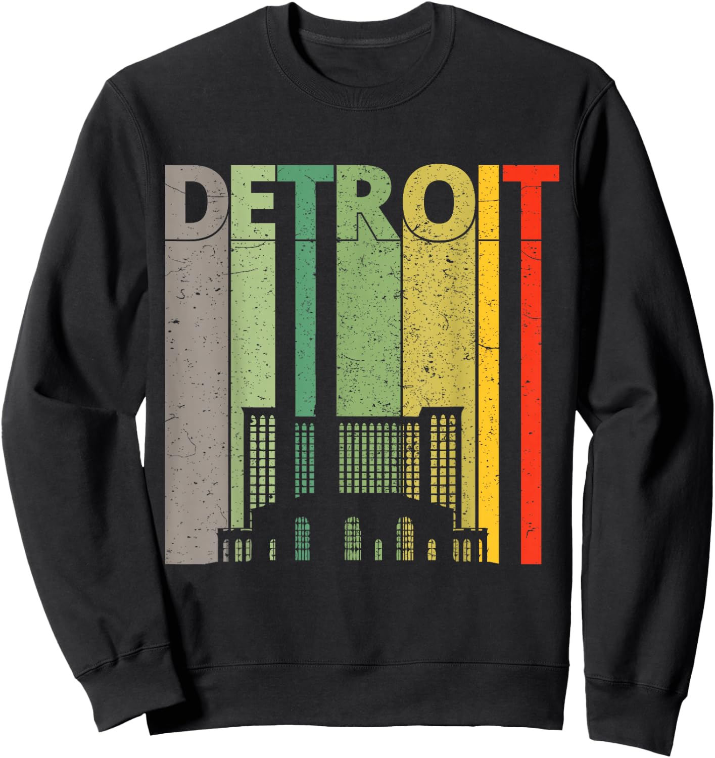 Retro Detroit T Shirt | Vintage Detroit Train Station Shirt Sweatshirt - Sweatshirt | Black
