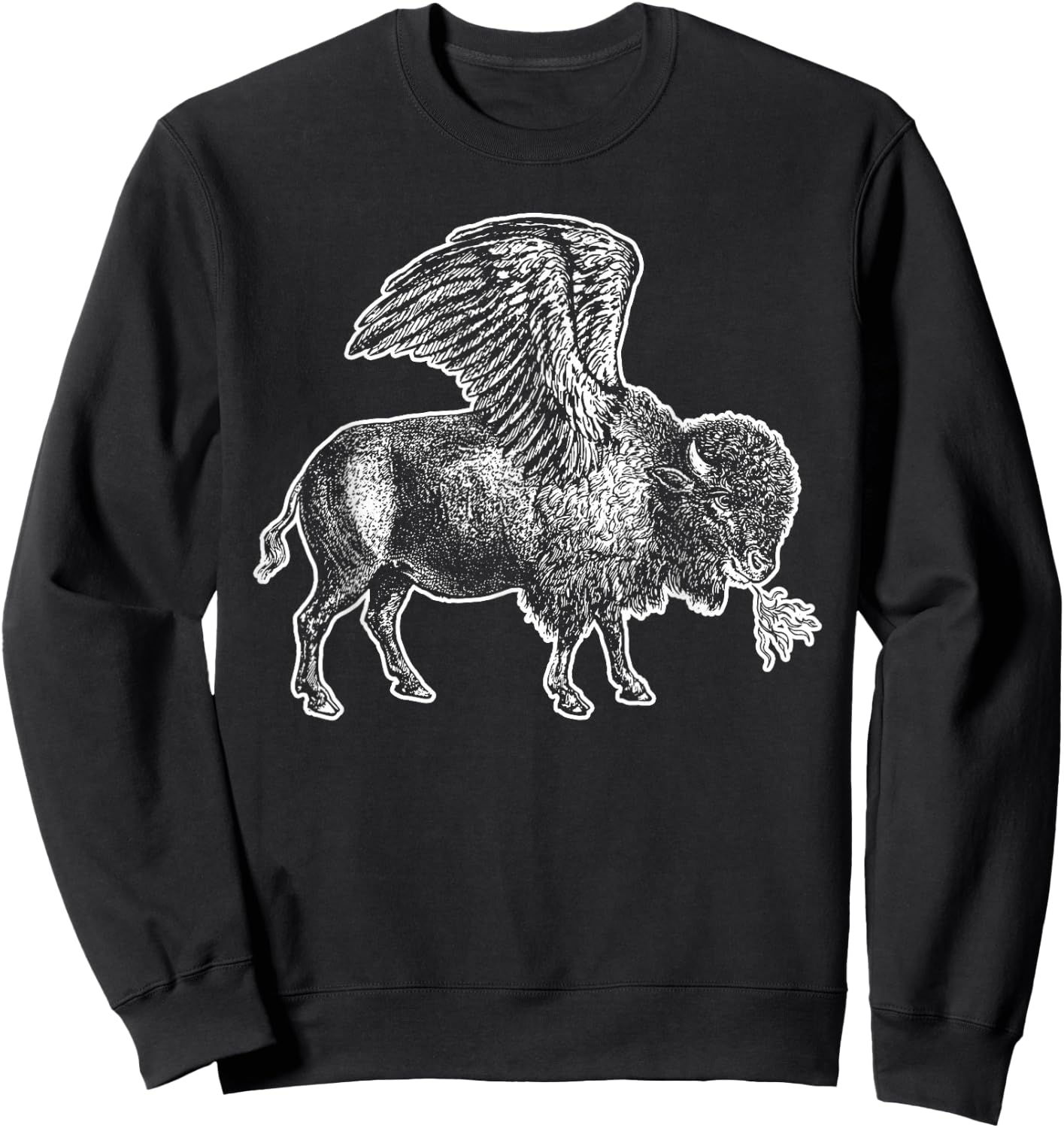 Funny Design Buffalo Wings Hot Foodie Chicken Bison Vintage Sweatshirt - Sweatshirt | Black