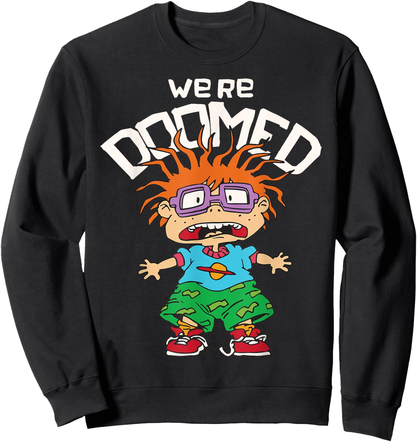 Rugrats Chuckie We're Doomed Small Sweatshirt - Sweatshirt | Black
