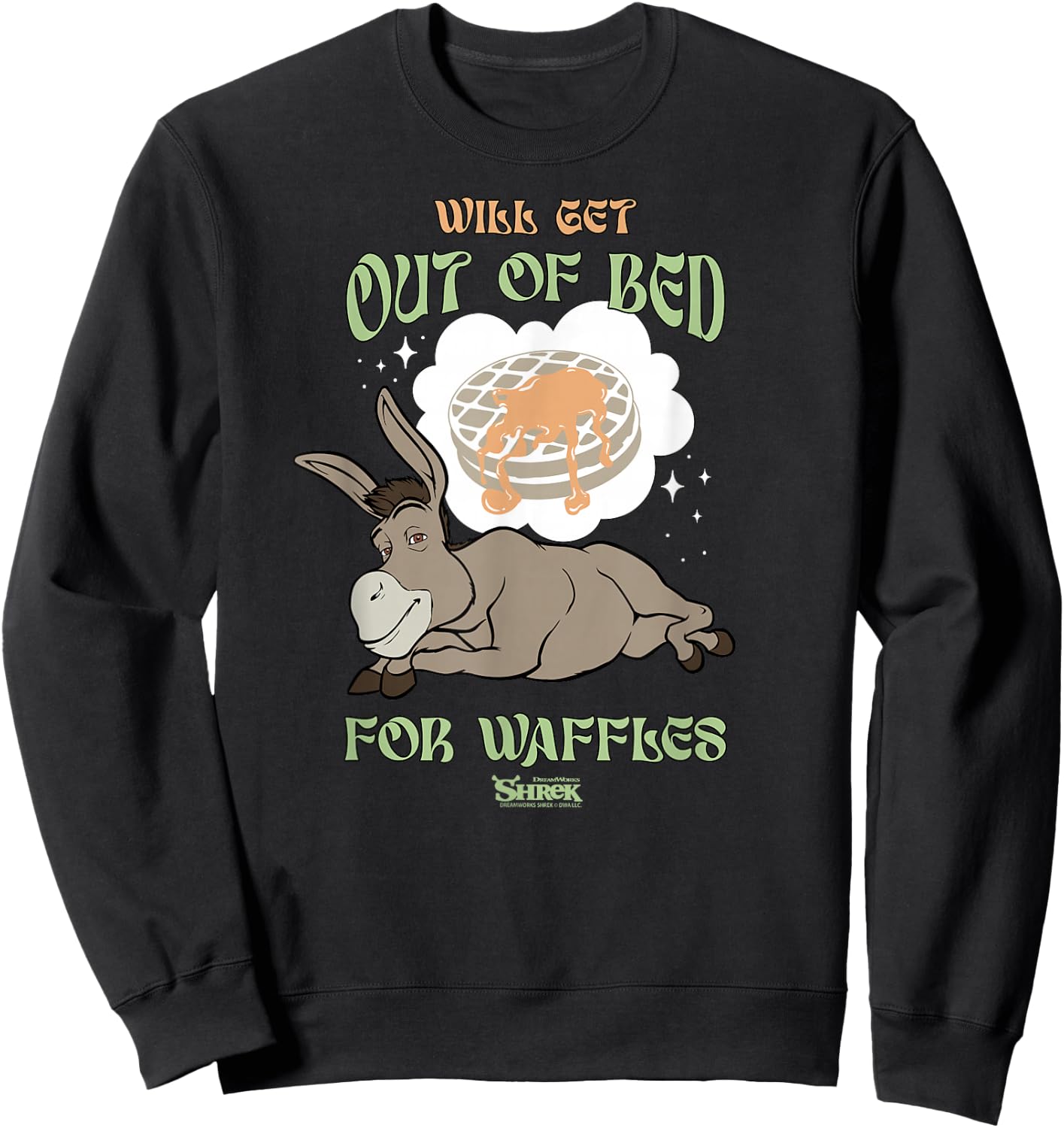 Shrek Donkey Will Get Out of Bed for Waffles Sweatshirt - Sweatshirt | Black