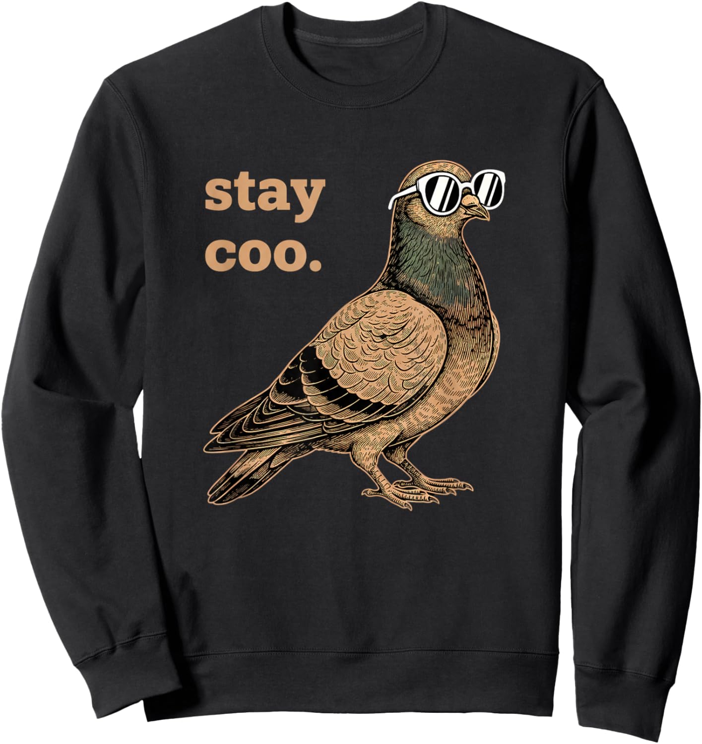 Bird Stay Coo Pigeon with Sunglasses Vintage Engraving Atti Sweatshirt - Sweatshirt | Black