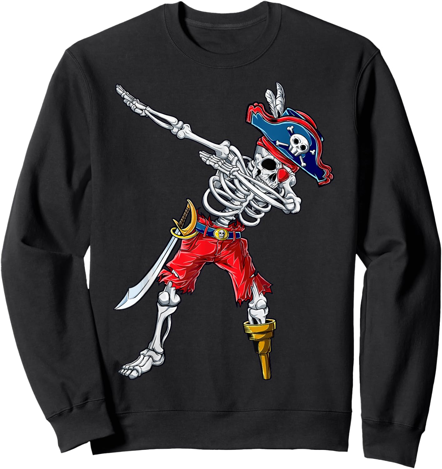 Dabbing Skeleton Pirate T Shirt Halloween Kids Boys Men Gift Sweatshirt - Sweatshirt | Black