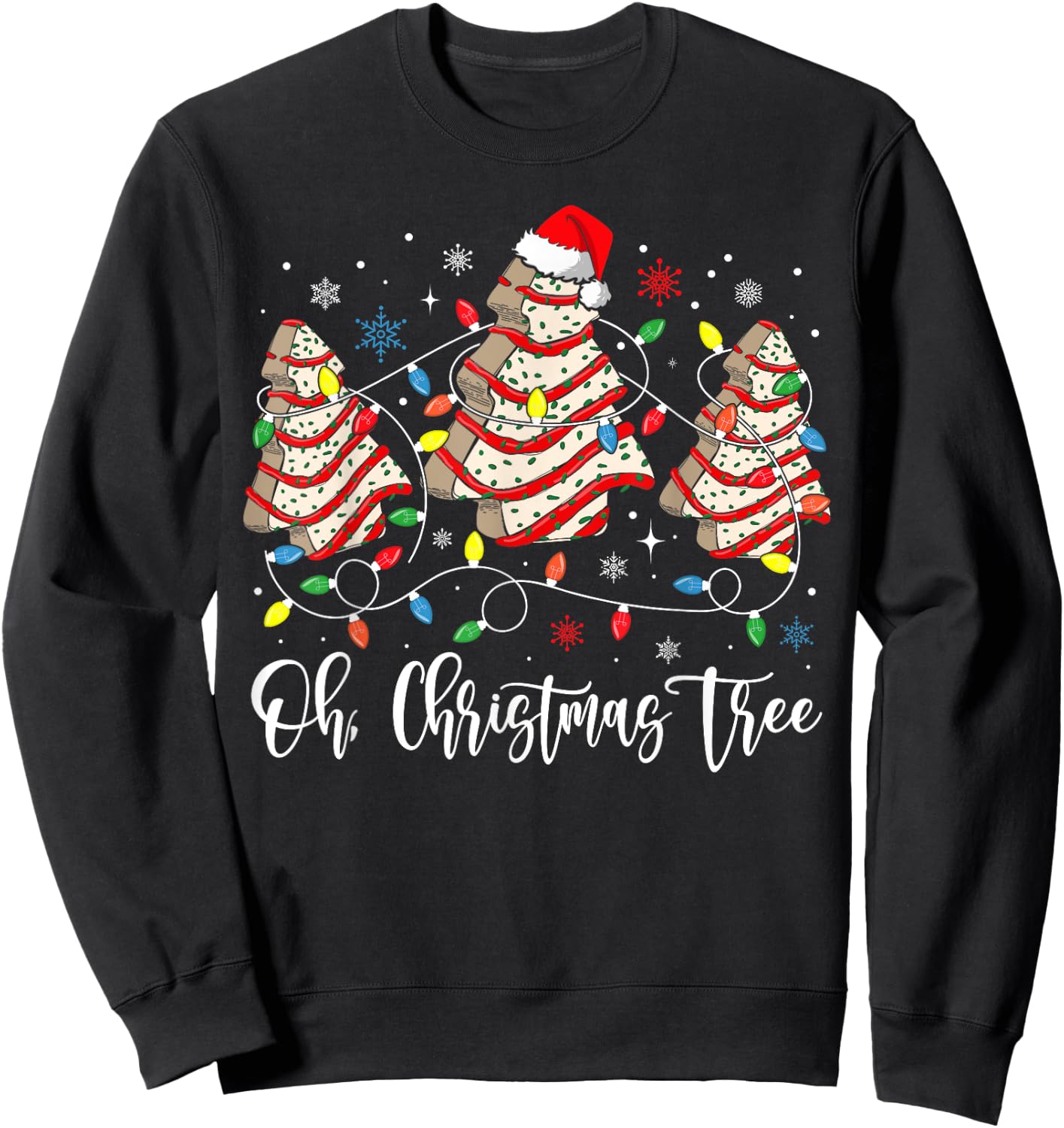 Oh Christmas Tree Cakes Debbie Becky Jen Cake Lovers Xmas Sweatshirt - Sweatshirt | Black