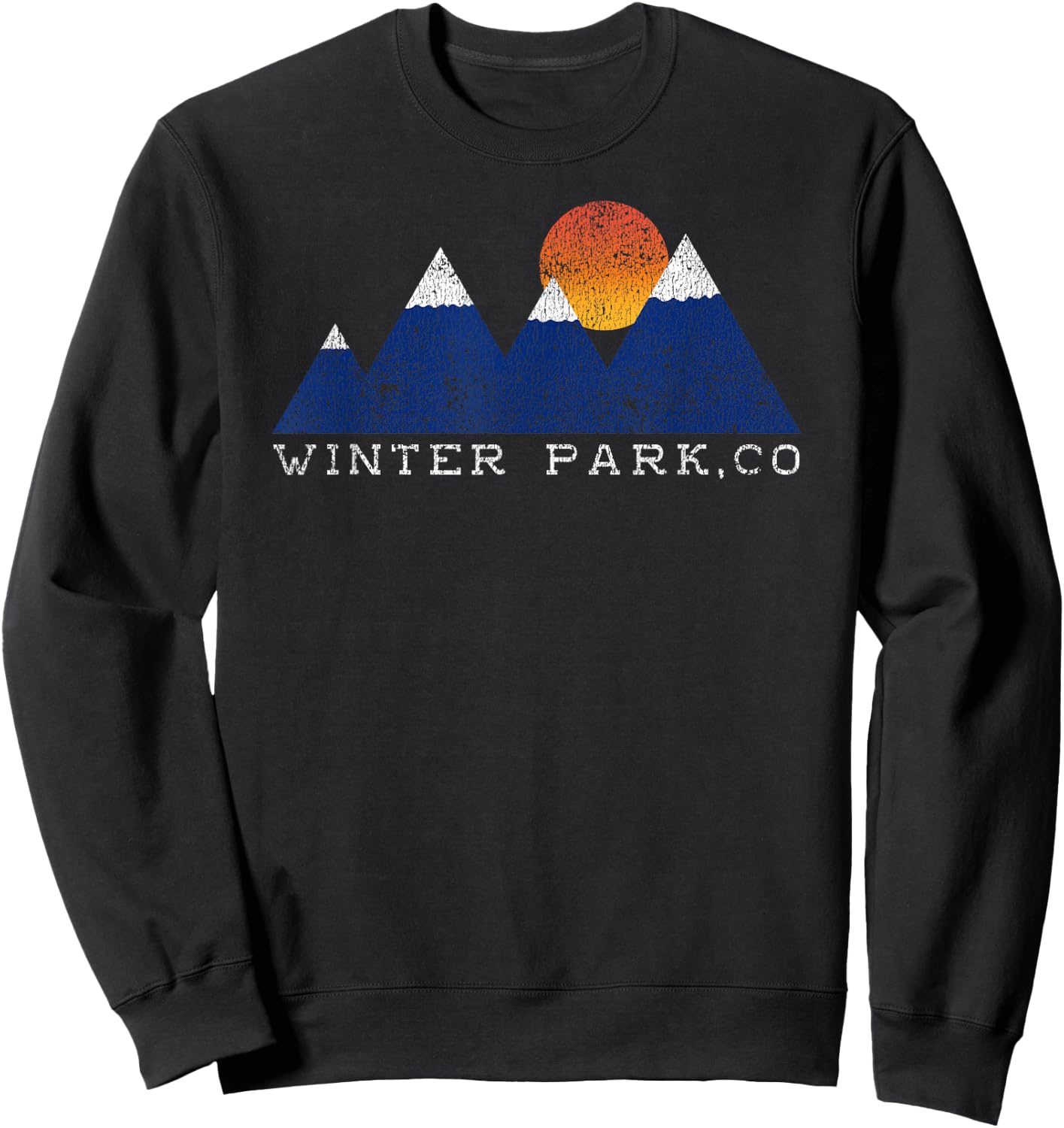 Retro Winter Park Colorado Snowcap Mountain Sunset Sweatshirt - Sweatshirt | Black