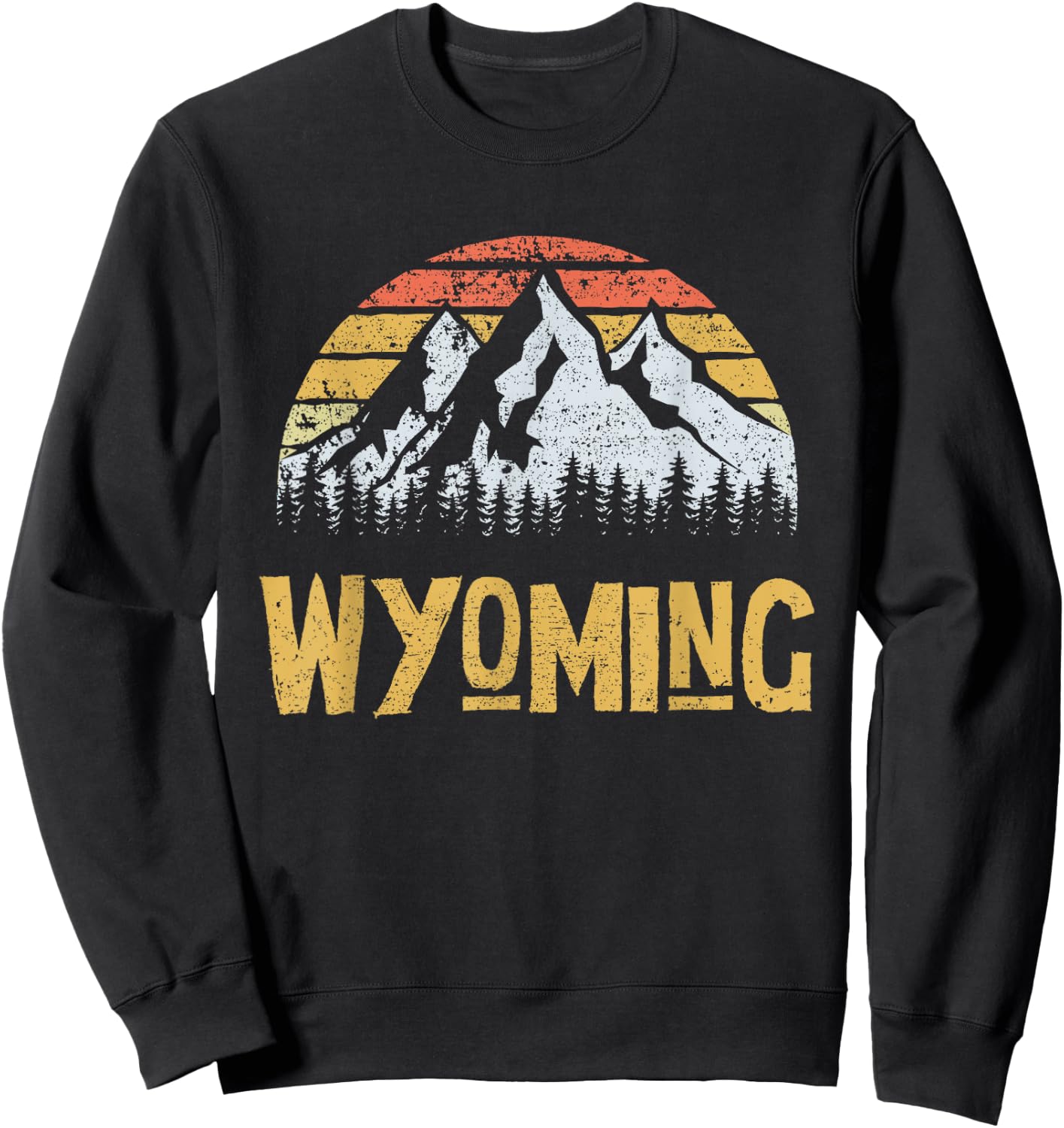 Vintage Retro WY Wyoming U.S. Mountain State Sweatshirt - Sweatshirt | Black