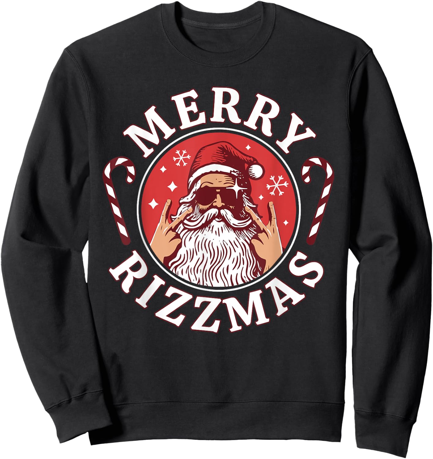 Merry Rizzmas Kids Teens School Funny Christmas Santa Claus Sweatshirt - Sweatshirt | Black