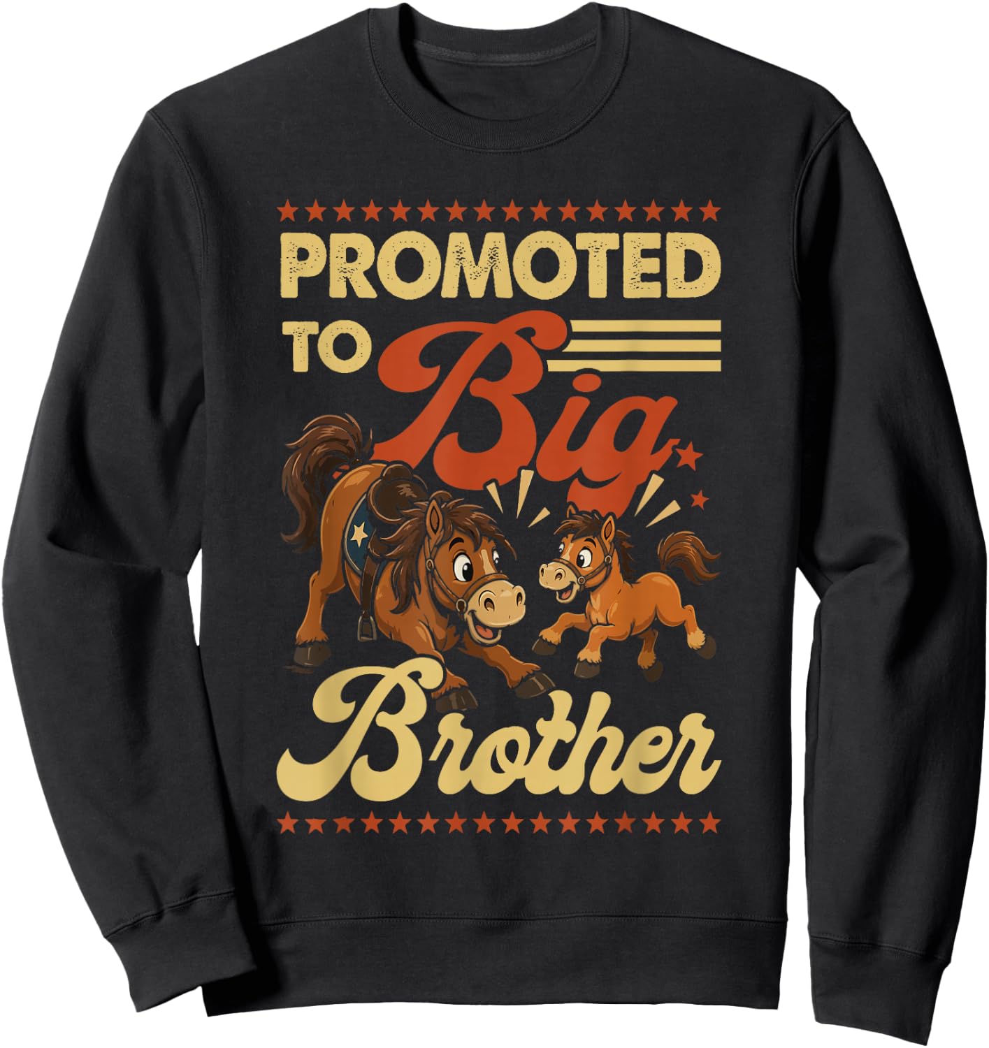 Promoted to Big Brother Horse Theme Kids Sweatshirt - Sweatshirt | Black