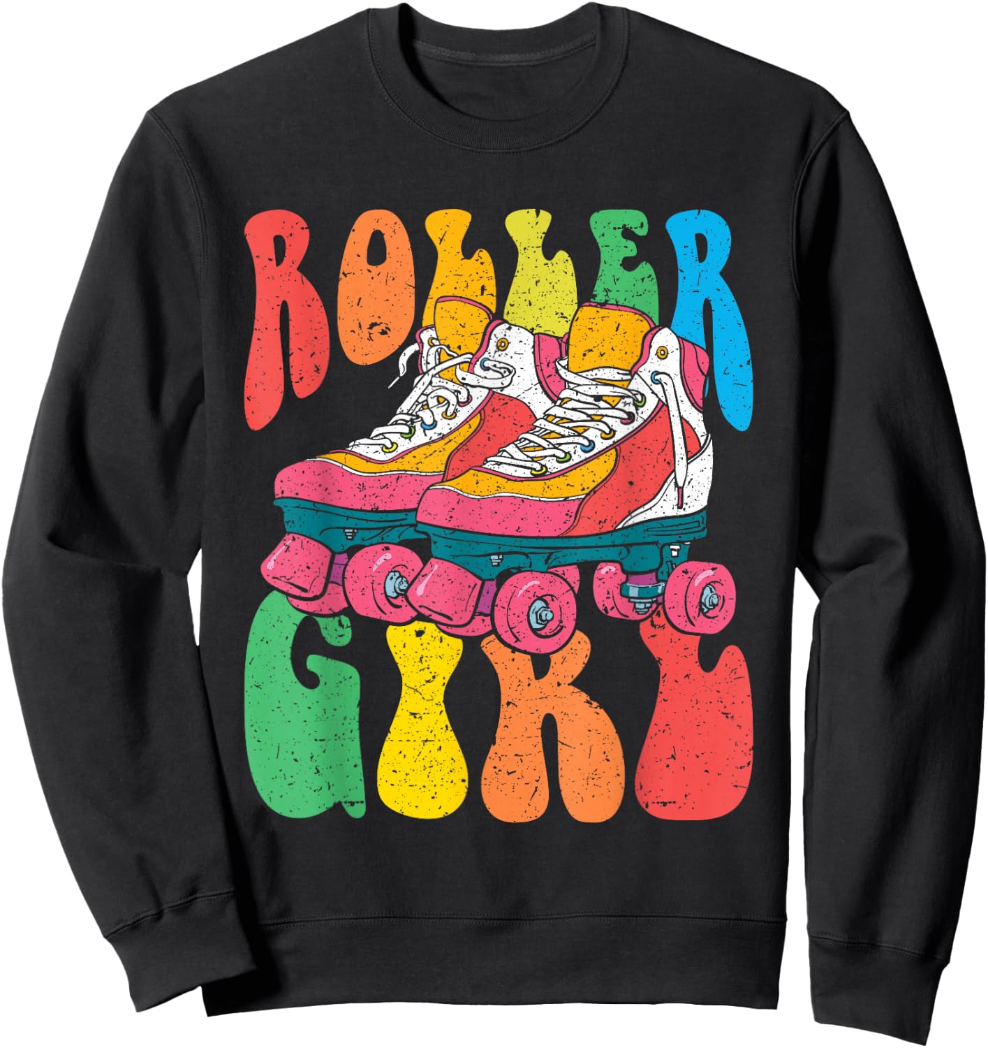 Roller Girl Vintage 70s Shirt Seventies 70's Costume Sweatshirt - Sweatshirt | Black