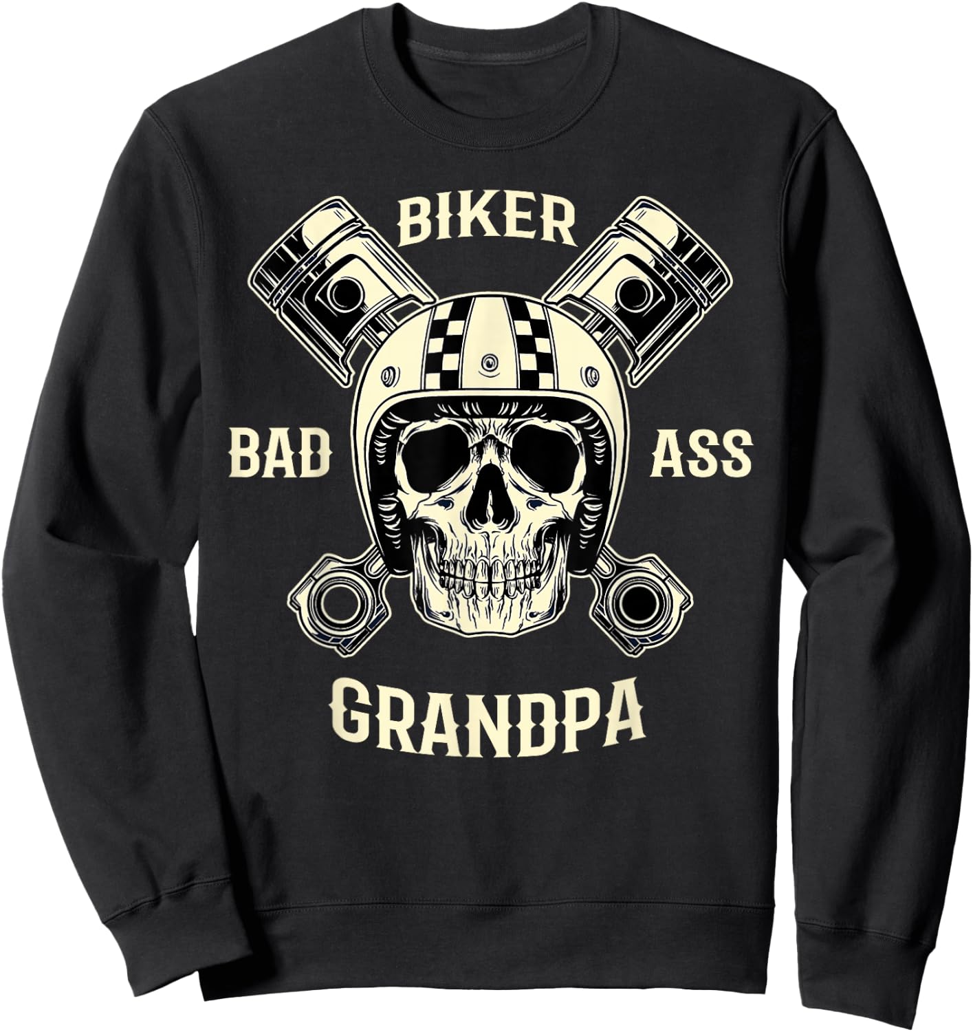 Bad Ass Biker Grandpa Motorcycle Father's Day Gift Sweatshirt - Sweatshirt | Black