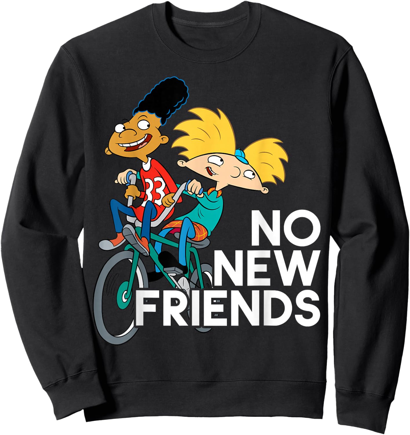 Nickelodeon Hey Arnold! No New Friends Sweatshirt - Sweatshirt | Black