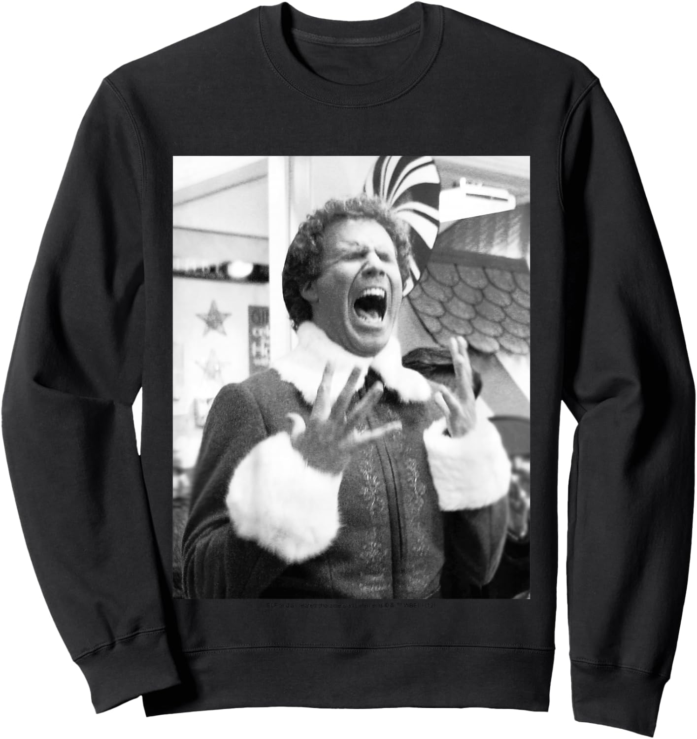 Kids Elf Buddy Black & White Screaming Photo Sweatshirt - Sweatshirt | Black