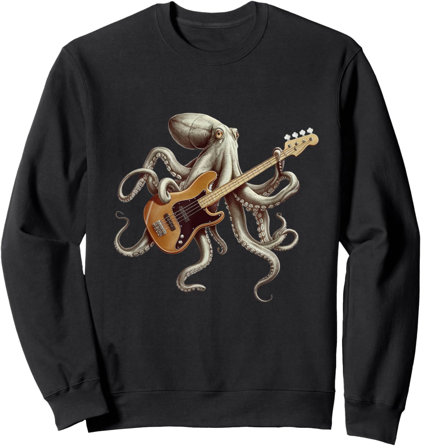 Octopus Playing Bass Guitar Bassist Octopus Rock Music Sweatshirt - Sweatshirt | Black