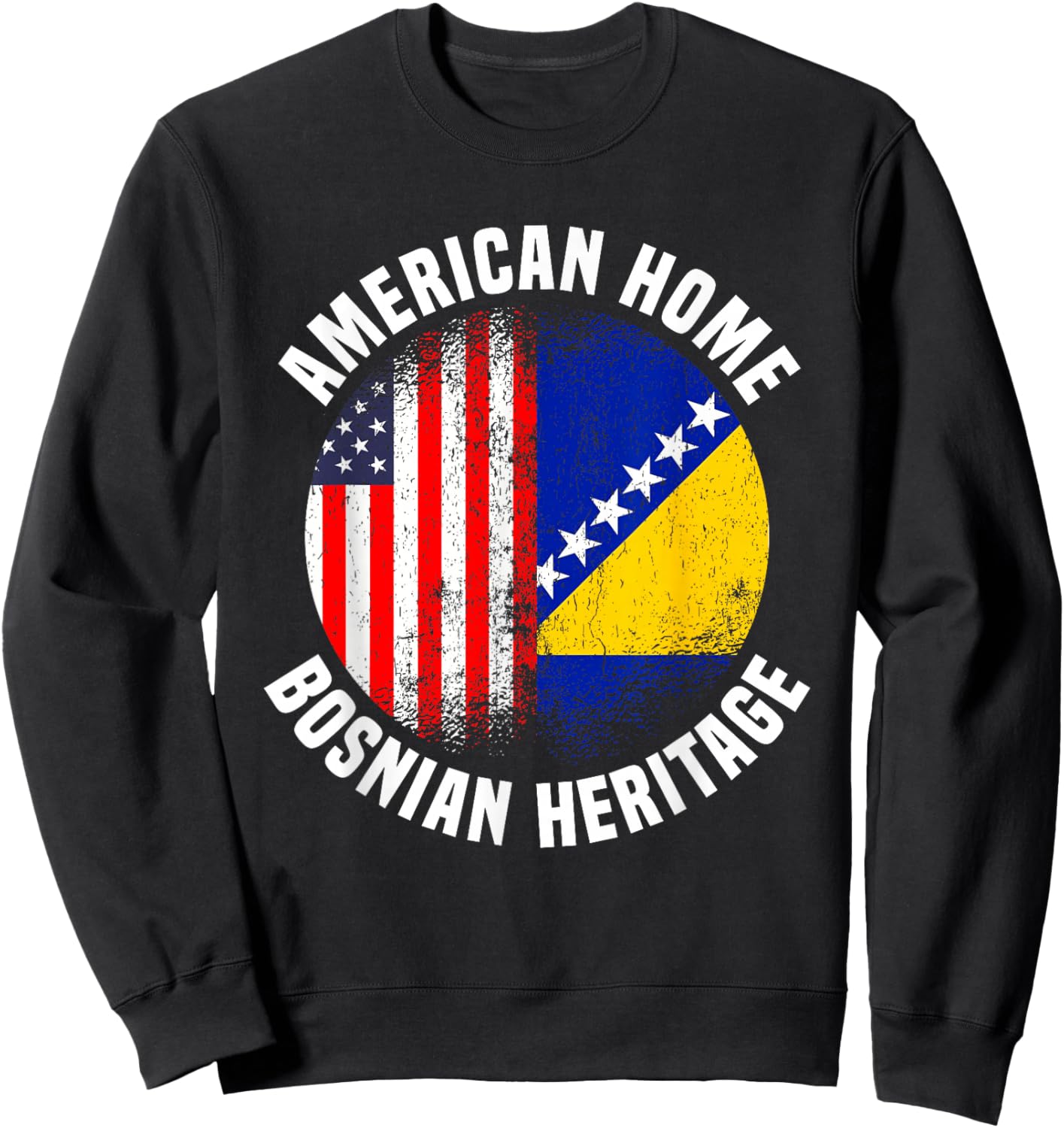 Bosnia Outfit & Women US American Bosnian Flag Sweatshirt - Sweatshirt | Black