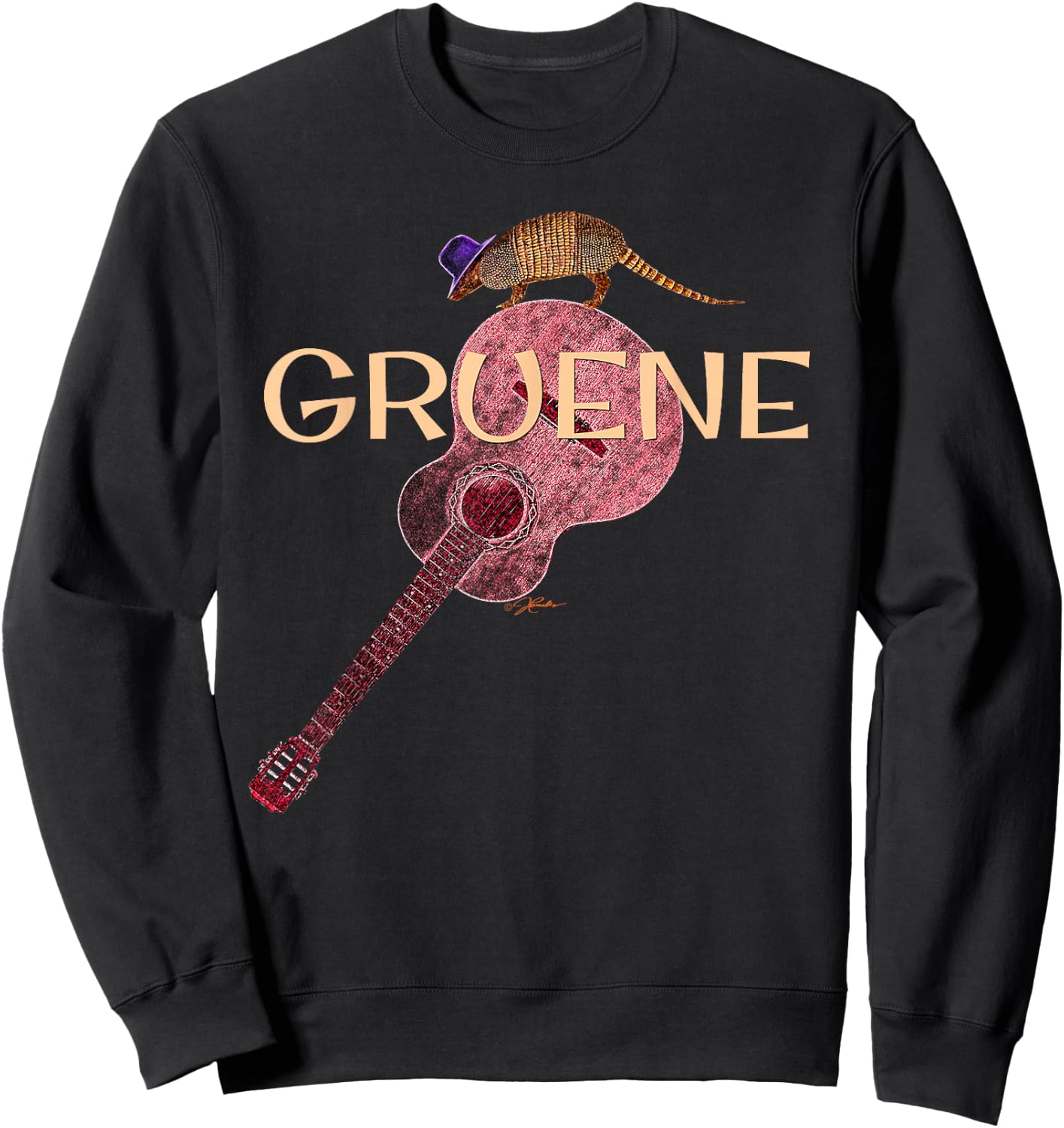 JCombs: Gruene, Texas Armadillo/Guitar Sweatshirt - Sweatshirt | Black