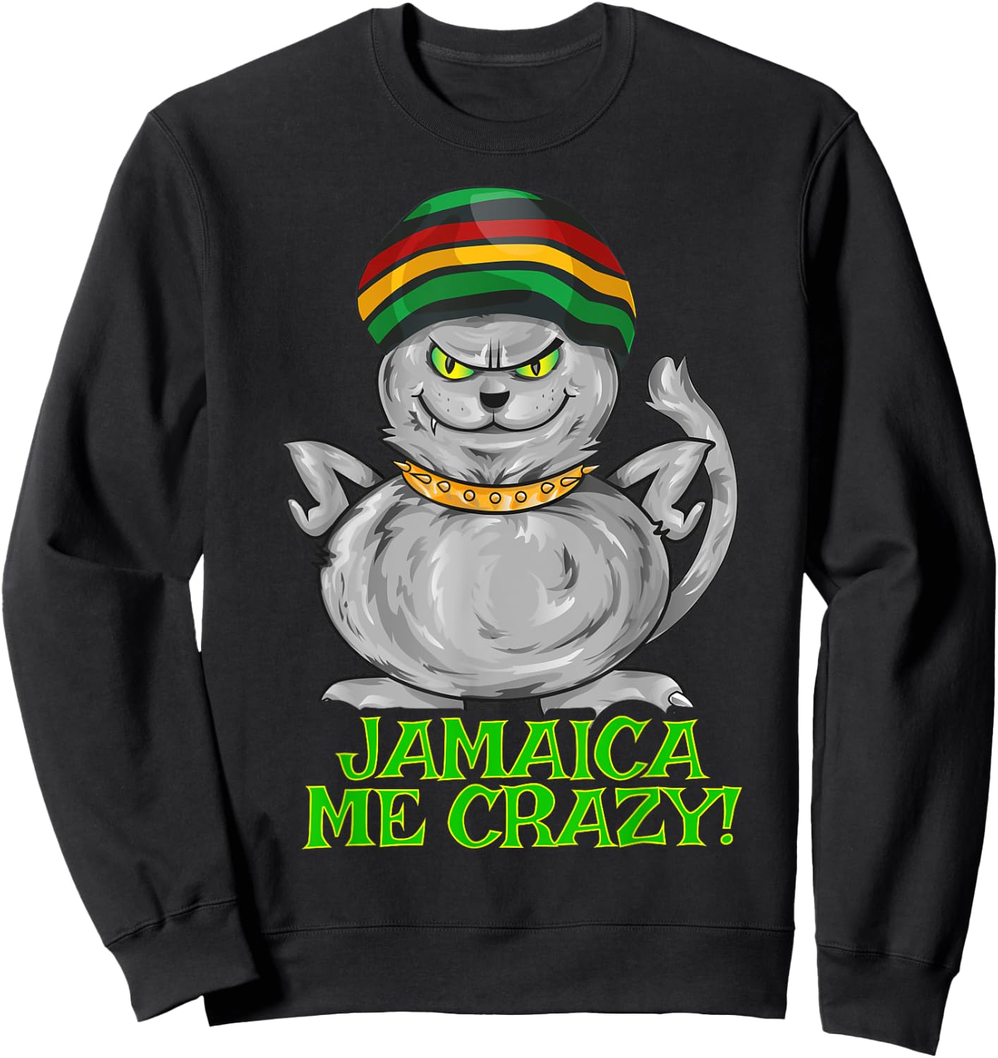 Jamaica Me Crazy Shirt | Cat Rasta Jamaican Reggae Women Girls Kids Sweatshirt - Sweatshirt | Black