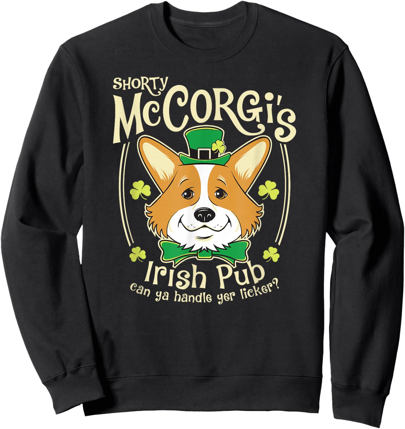 Corgi St. Patrick's Day Shorty McCorgi Irish Pub Sweatshirt - Sweatshirt | Black