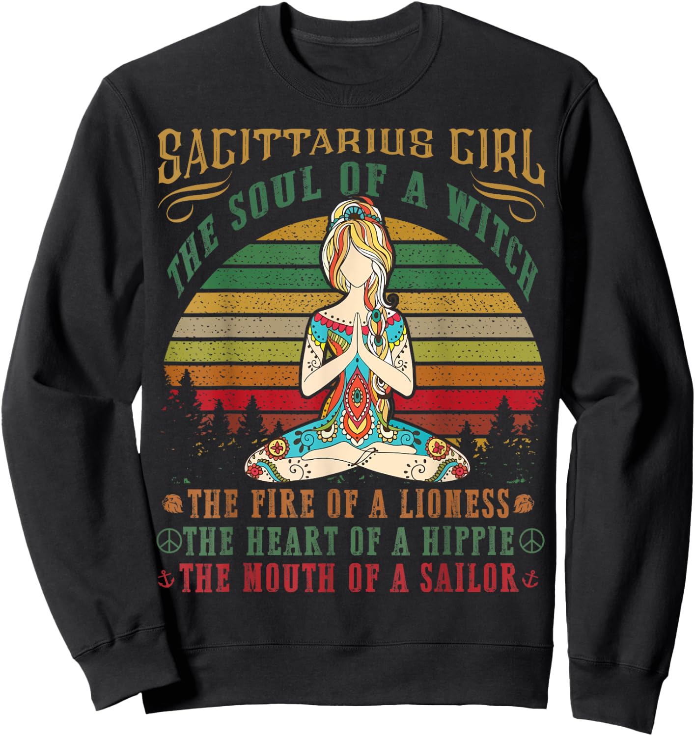 Sagittarius Girl for Yoga Black Women Birthday Gifts Sweatshirt - Sweatshirt | Black