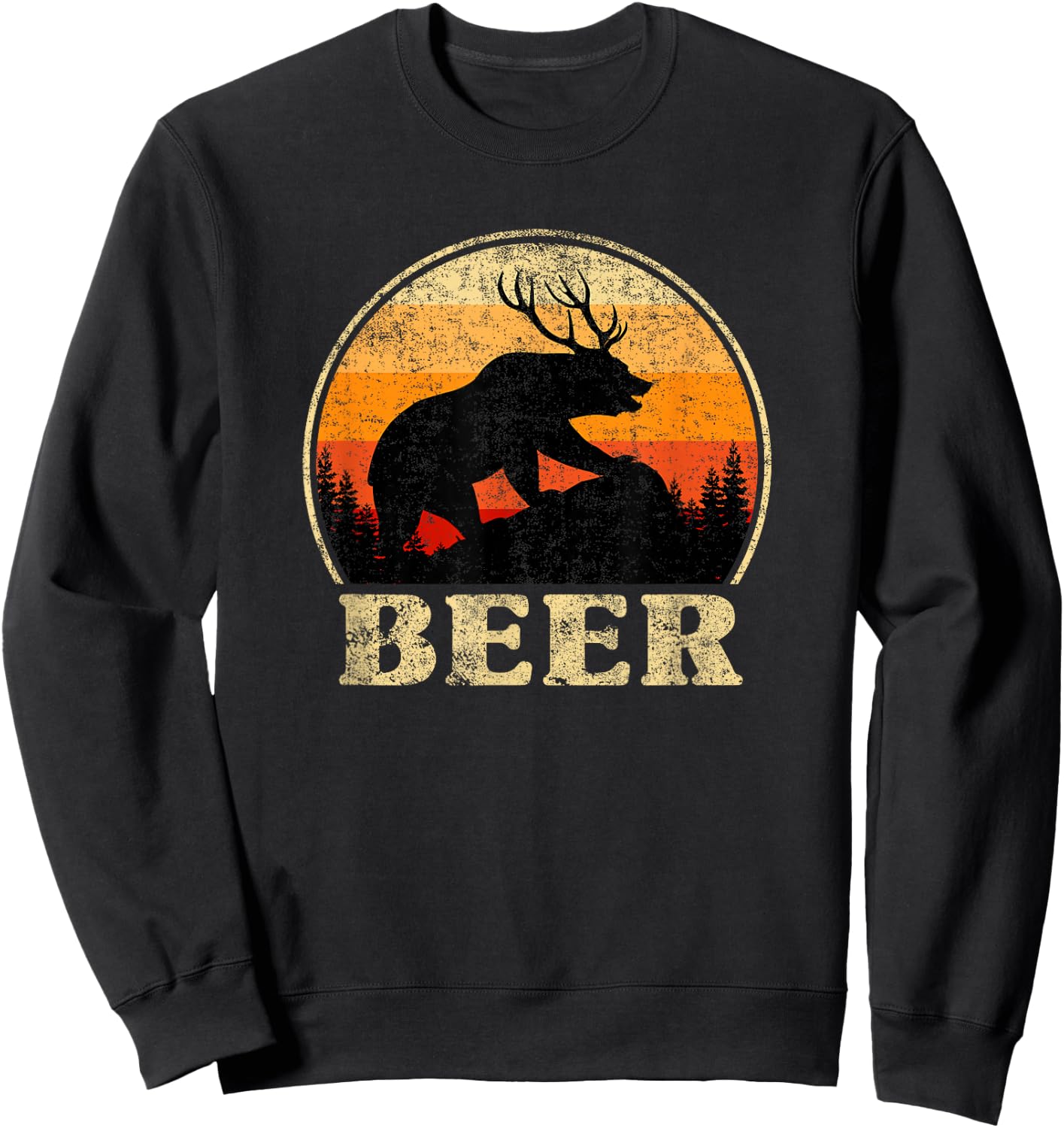 Bear Deer Funny Beer Retro Vintage St. Patrick's Day Sweatshirt - Sweatshirt | Black