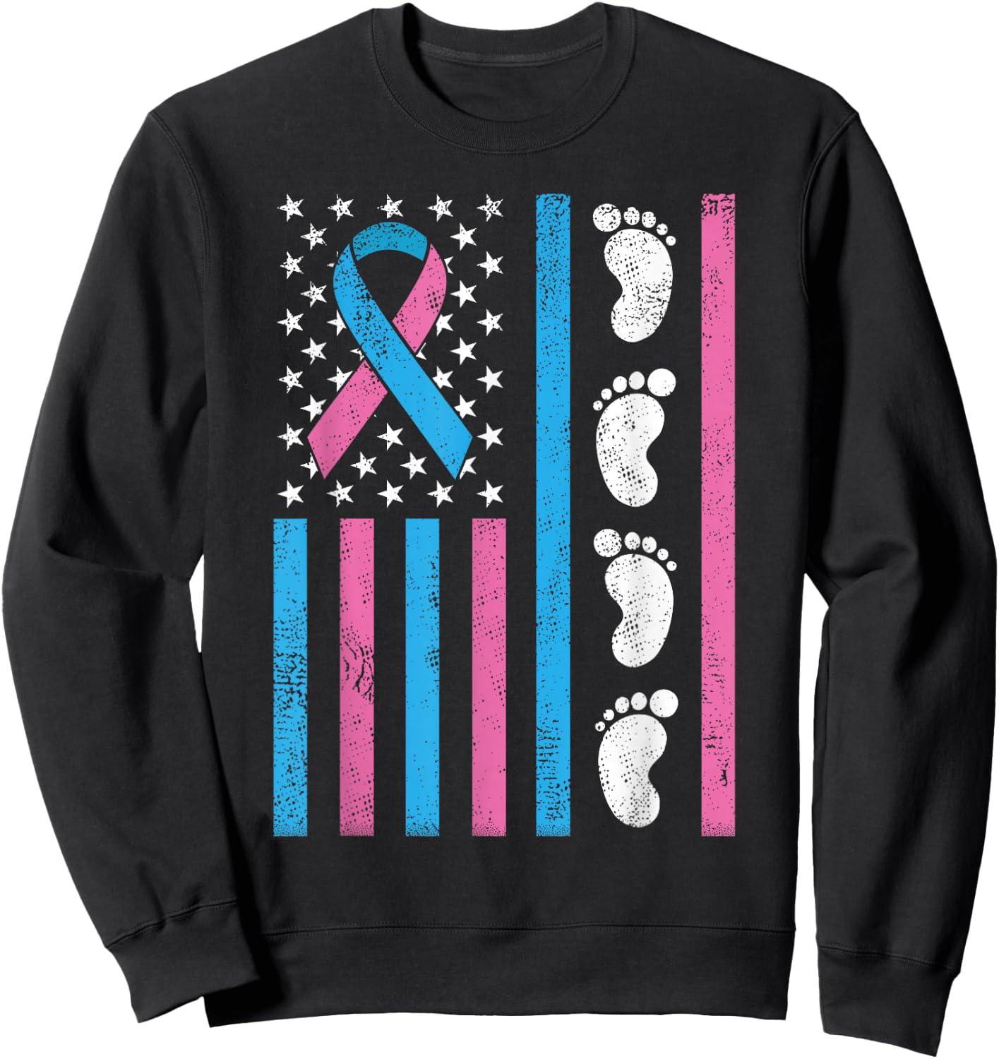 American Flag Pregnancy Infant Loss Awareness Miscarriage Sweatshirt - Sweatshirt | Black