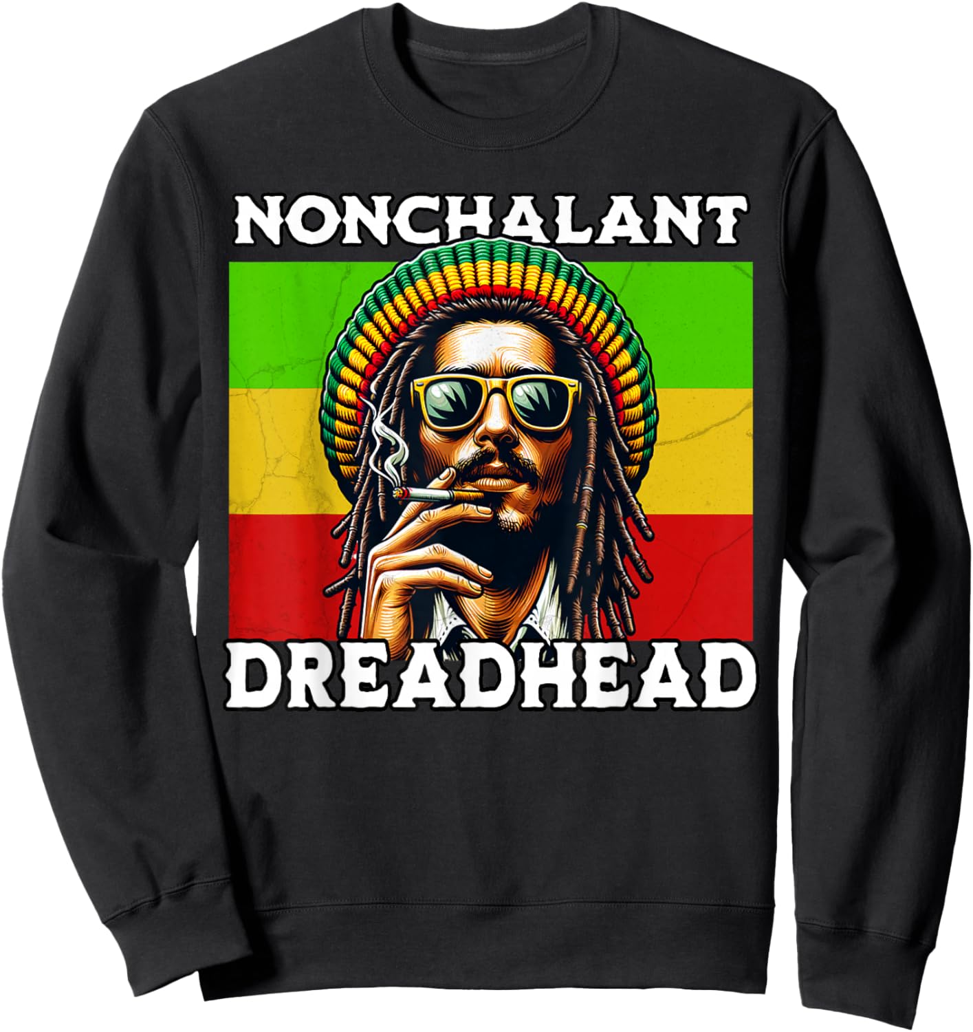 Nonchalant Dreadhead Jamaican Ironic Brainrot Meme Sweatshirt - Sweatshirt | Black