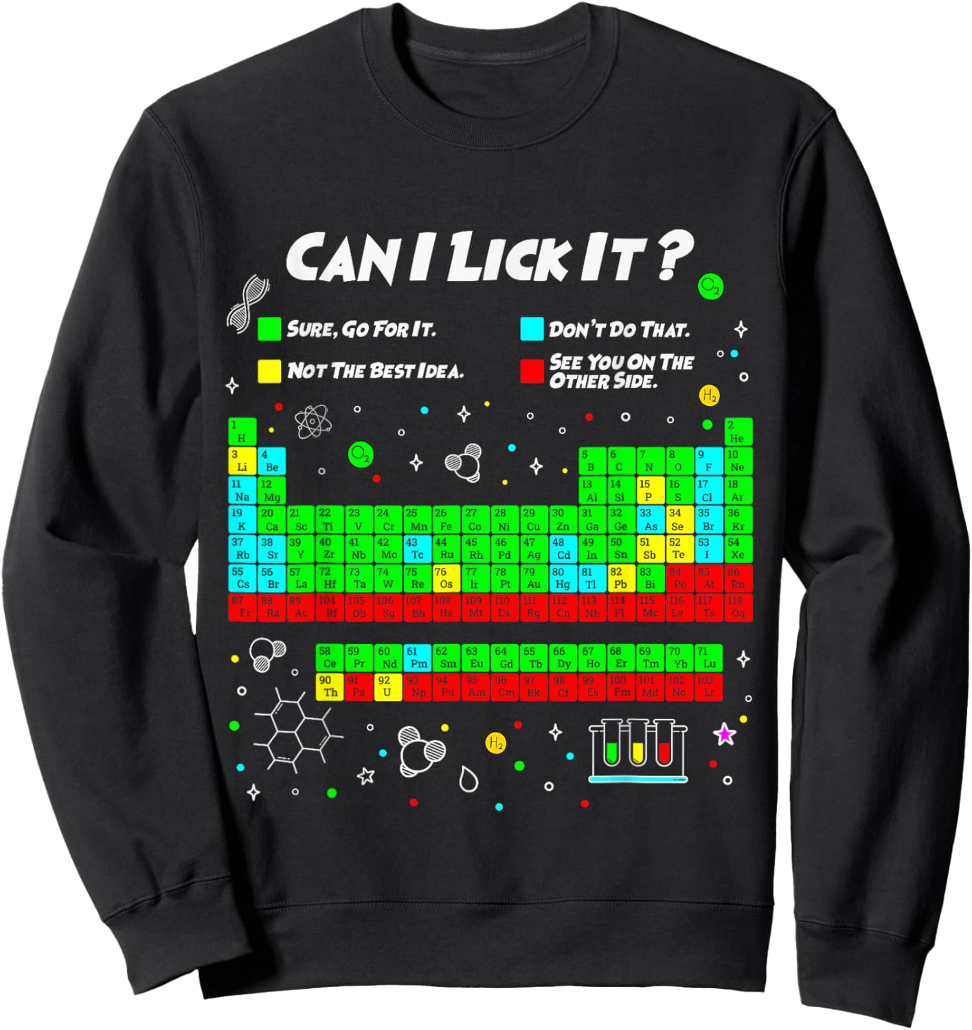 Can I Lick It Periodic Table Funny Science Teacher Kids Sweatshirt - Sweatshirt | Black