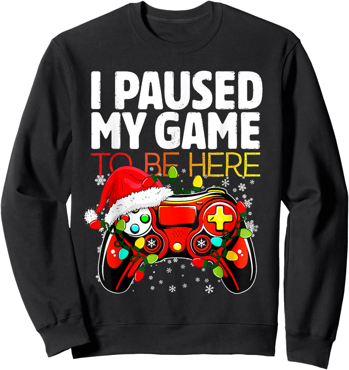Video Game Controller Christmas Santa Hat Gamer Xmas Boys Sweatshirt - Sweatshirt | Black
