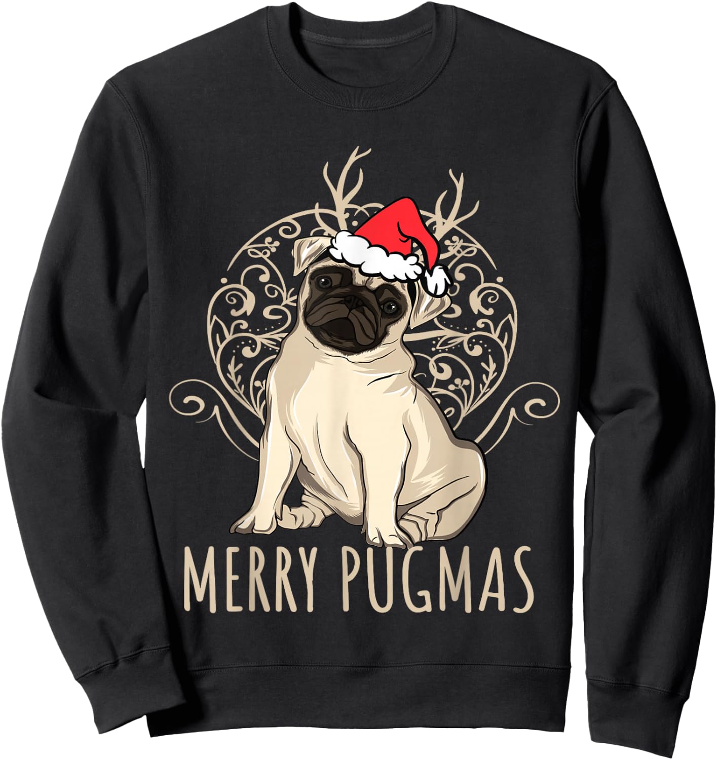 Merry Pugmas Funny Pug Christmas Sweatshirt - Sweatshirt | Black