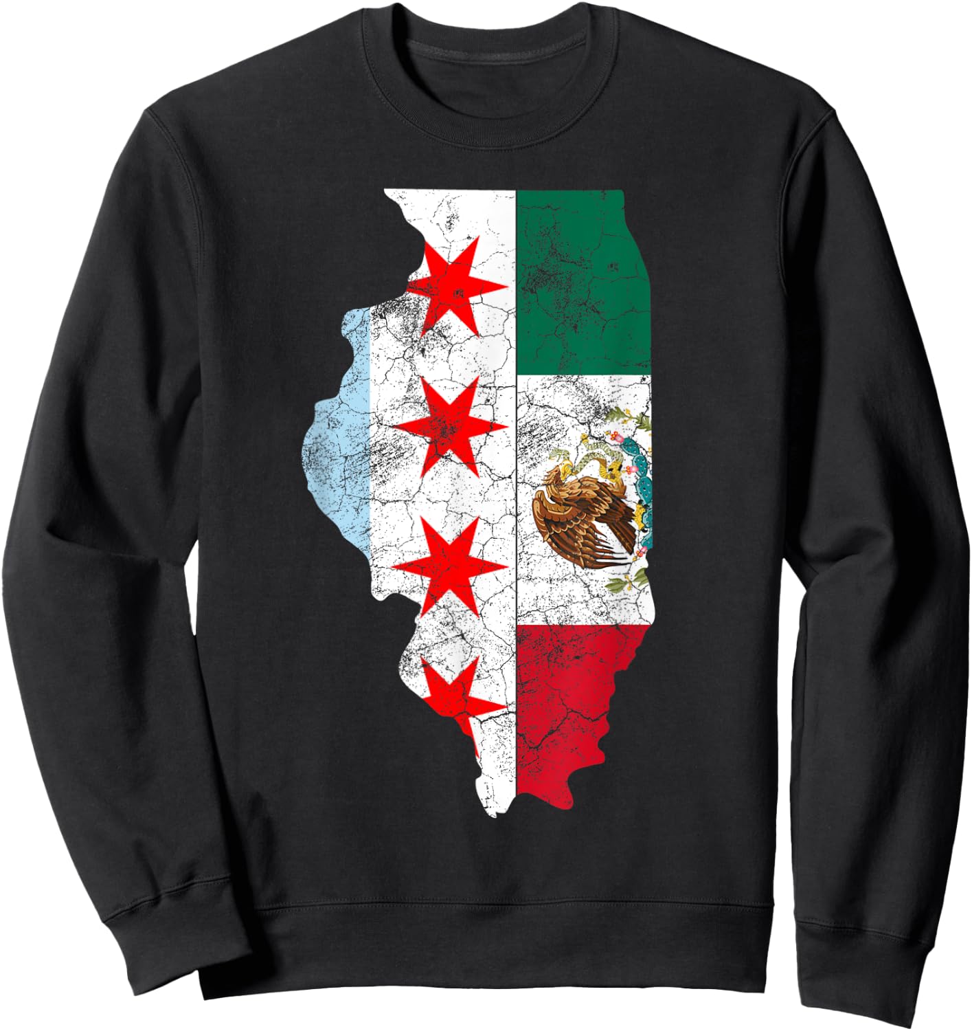 Cinco De Mayo Shirt Chicago Mexican Flag Men Women Kids Gift Sweatshirt - Sweatshirt | Black