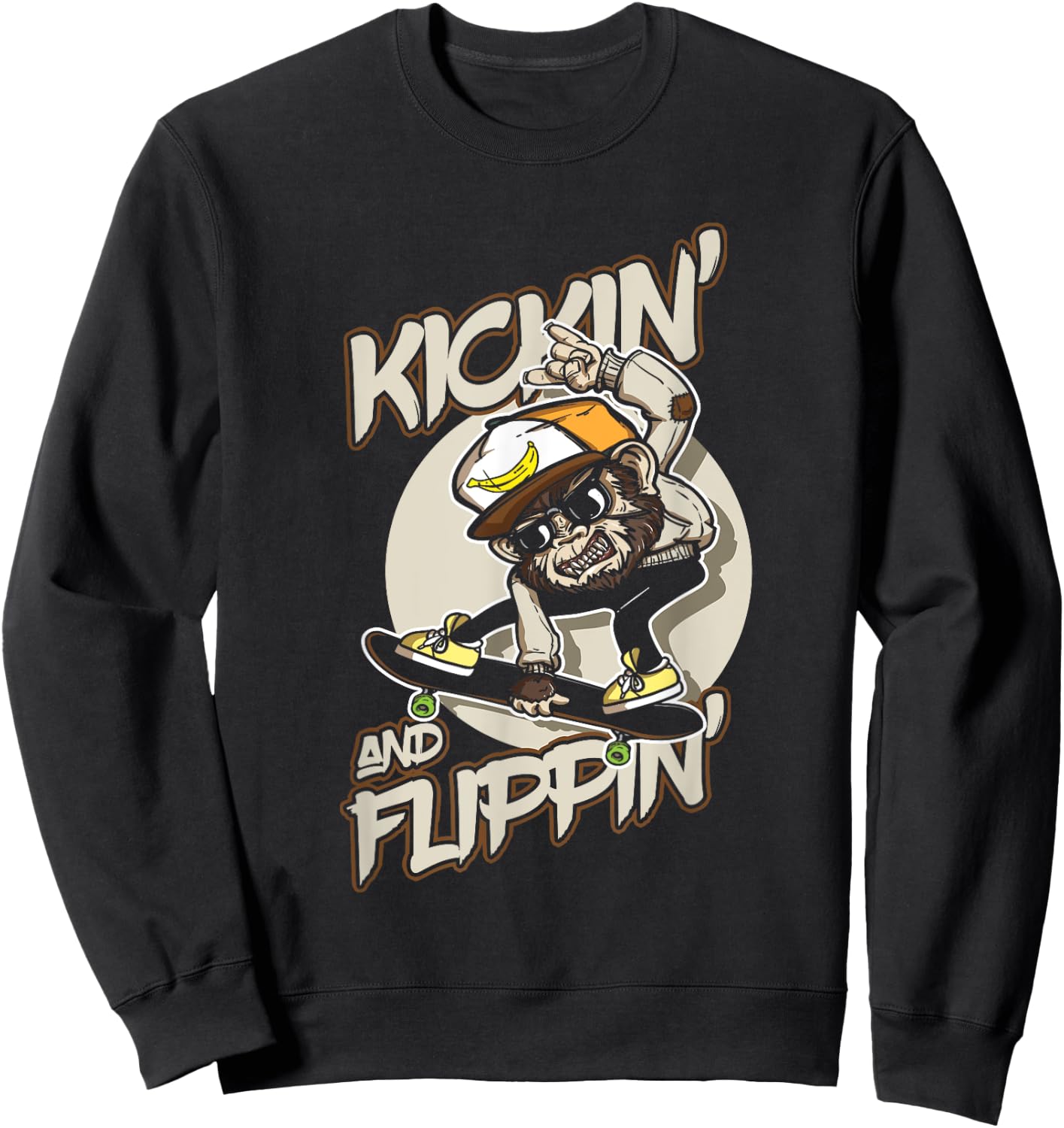 Skateboarder Kickin Flippin Skateboarding Sweatshirt - Sweatshirt | Black