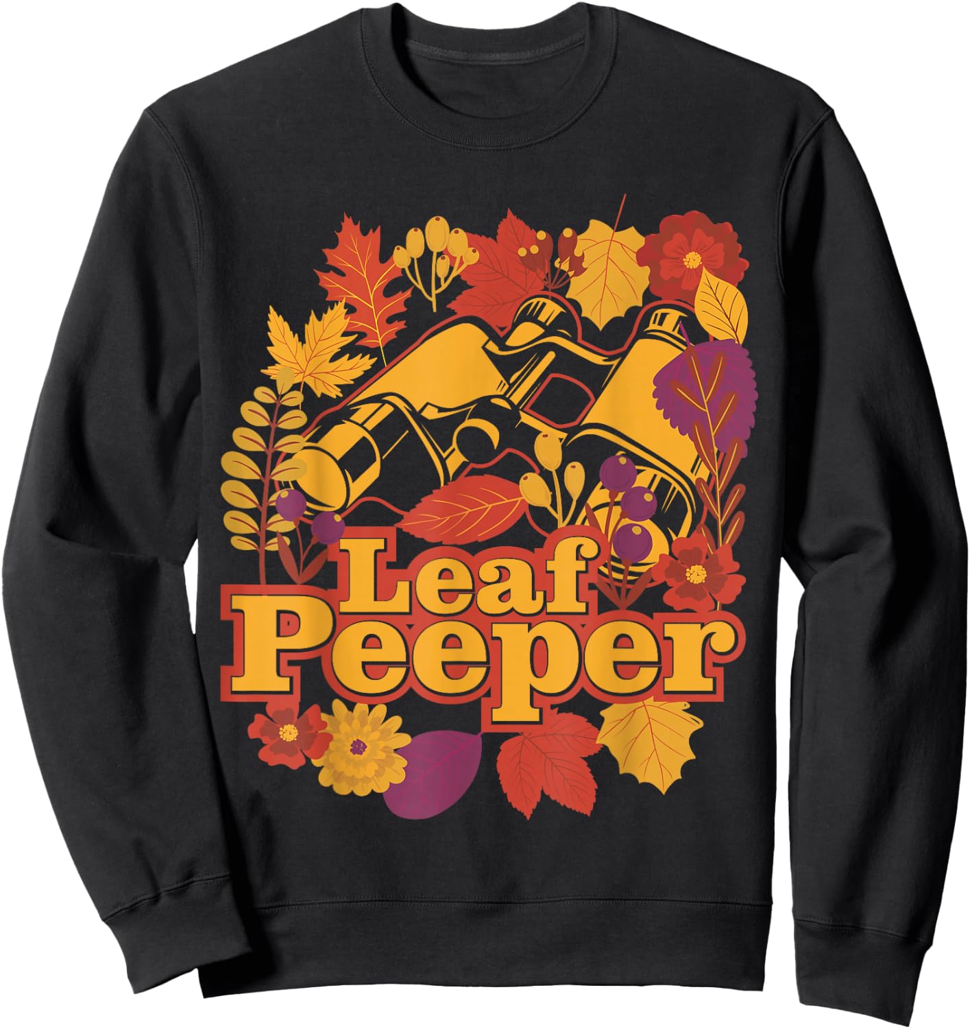 Leaf Peeper - New England Fall Foliage Pun Sweatshirt - Sweatshirt | Black