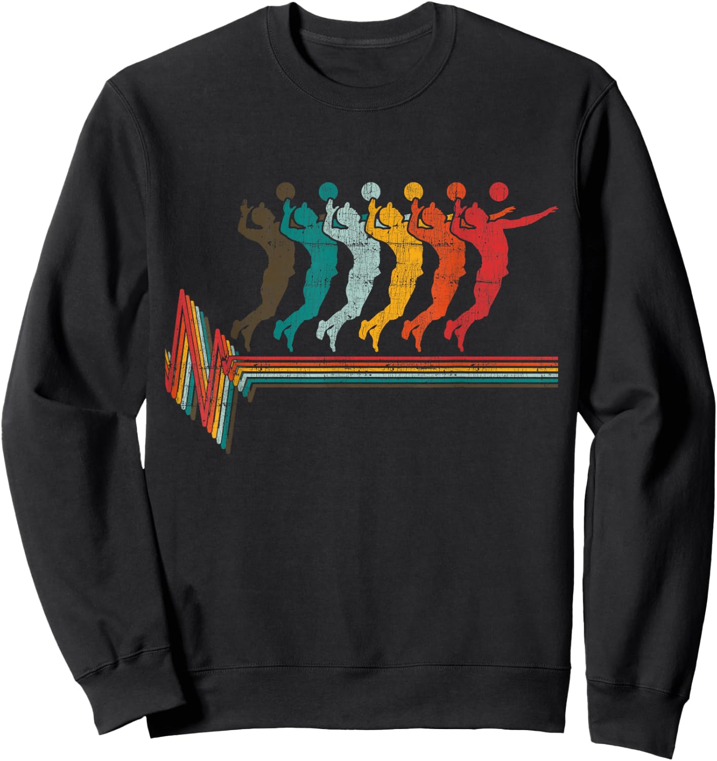 Vintage Volleyball Heartbeat- Beach Volleyball Gift Sweatshirt - Sweatshirt | Black