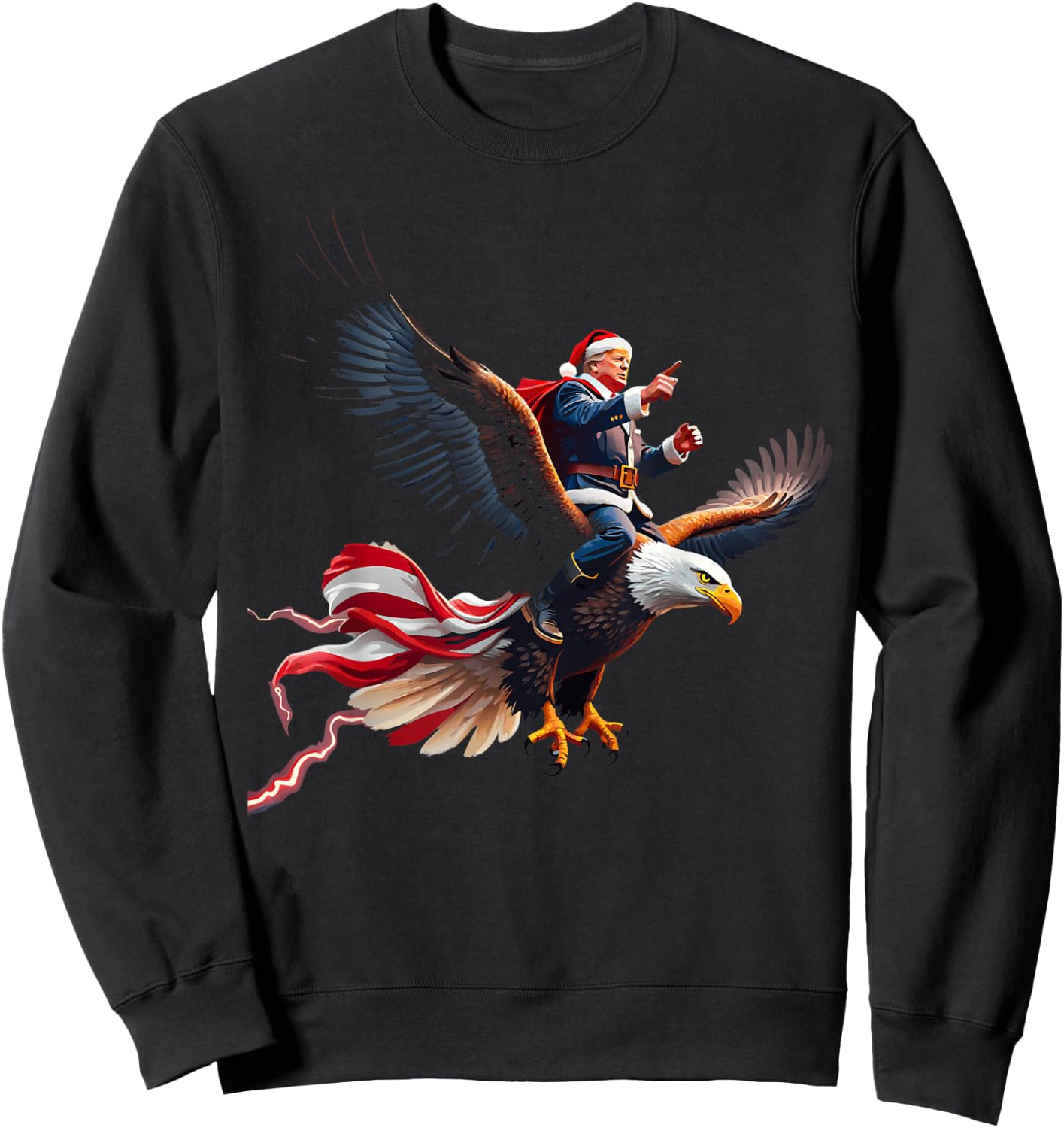 Santa Trump 2024: Making Christmas eagle USA Great Again Sweatshirt - Sweatshirt | Black