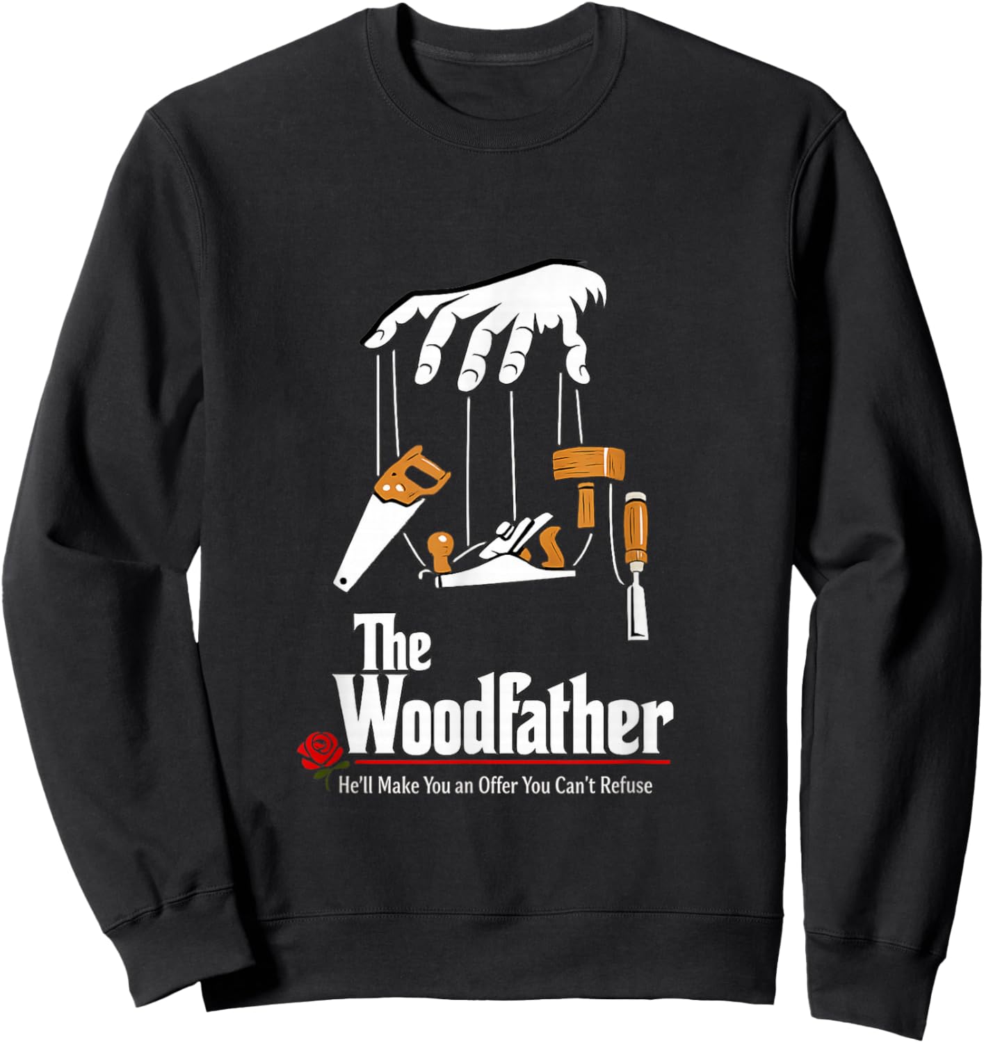 The Woodfather Funny Carpenter - Parody Woodworking Sweatshirt - Sweatshirt | Black