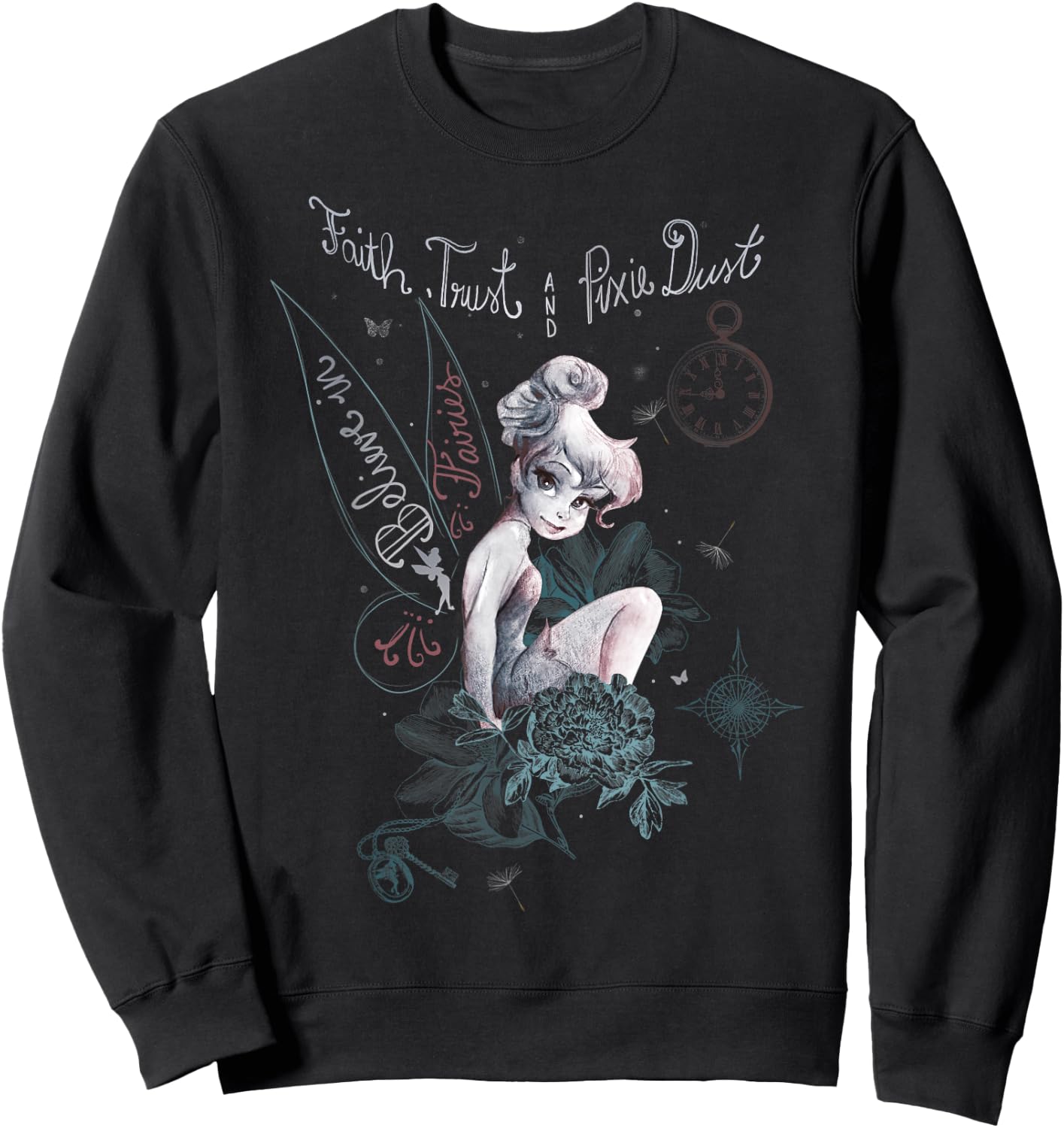 Disney Peter Pan Tinker Bell Believe Drawing Portrait Sweatshirt - Sweatshirt | Black