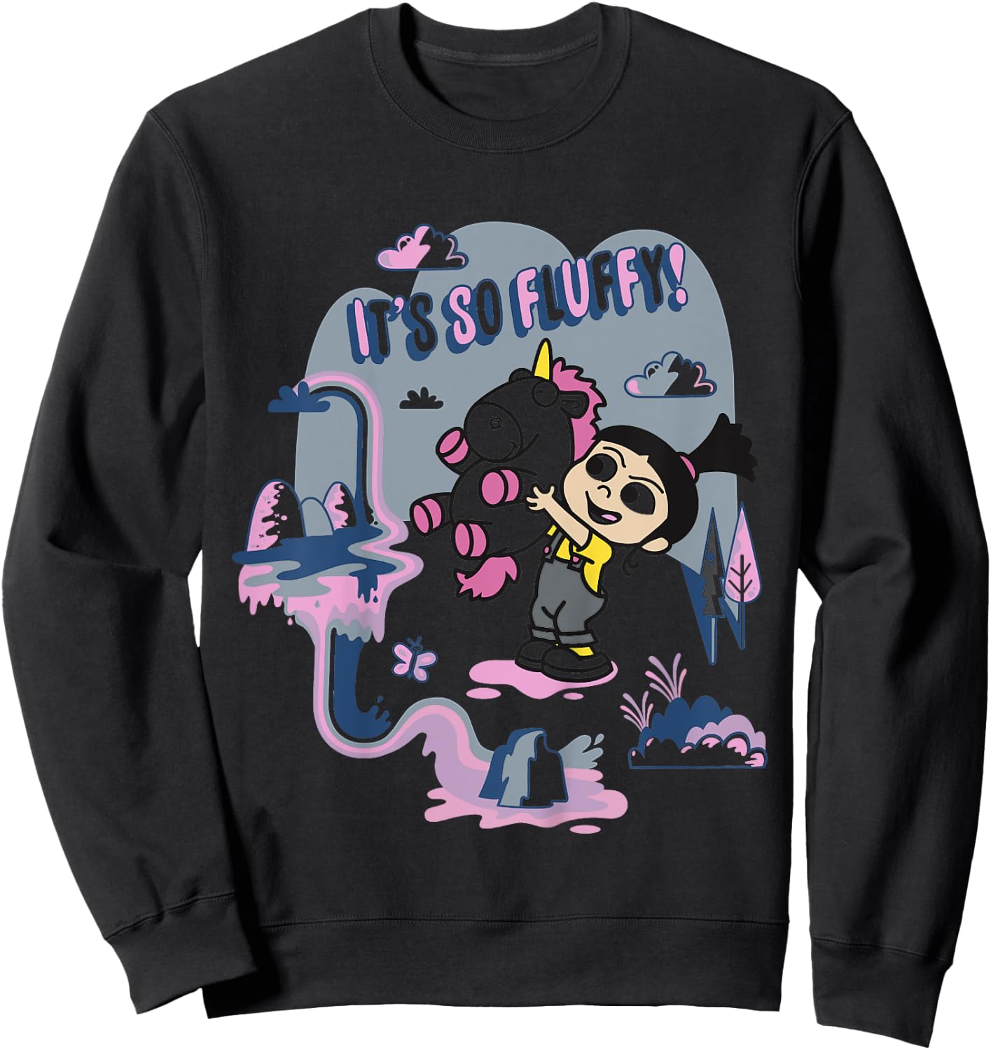 Kids Despicable Me Minions Agnes Fluffy Unicorn Graphic Sweatshirt - Sweatshirt | Black