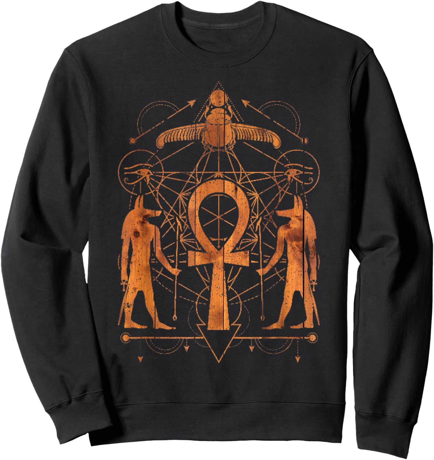 Ankh Egyptian Sacred Geometry Metatrons Cube Shirt Sweatshirt - Sweatshirt | Black