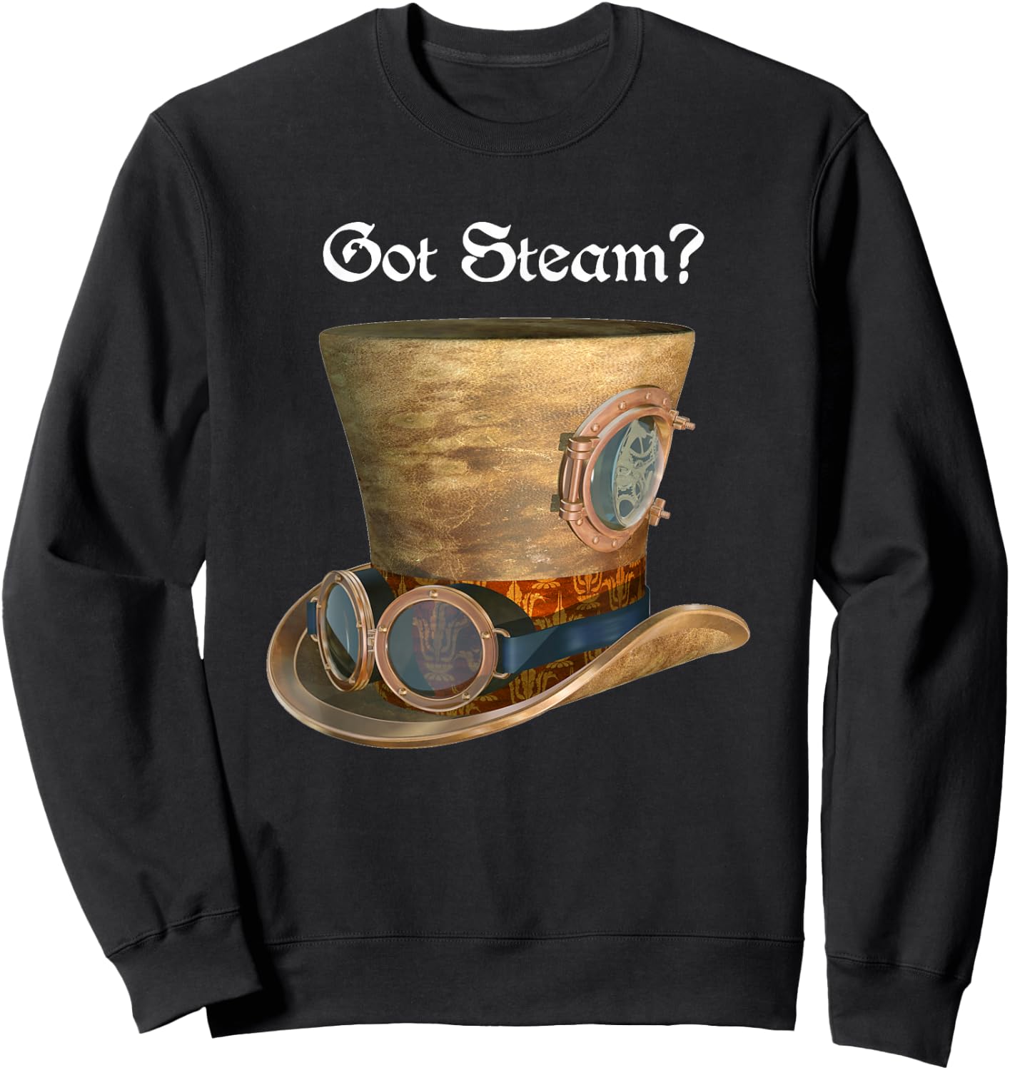 Steam Punk Top Hat Goggles Cosplay Sci Fi T Shirt Steampunk Sweatshirt - Sweatshirt | Black