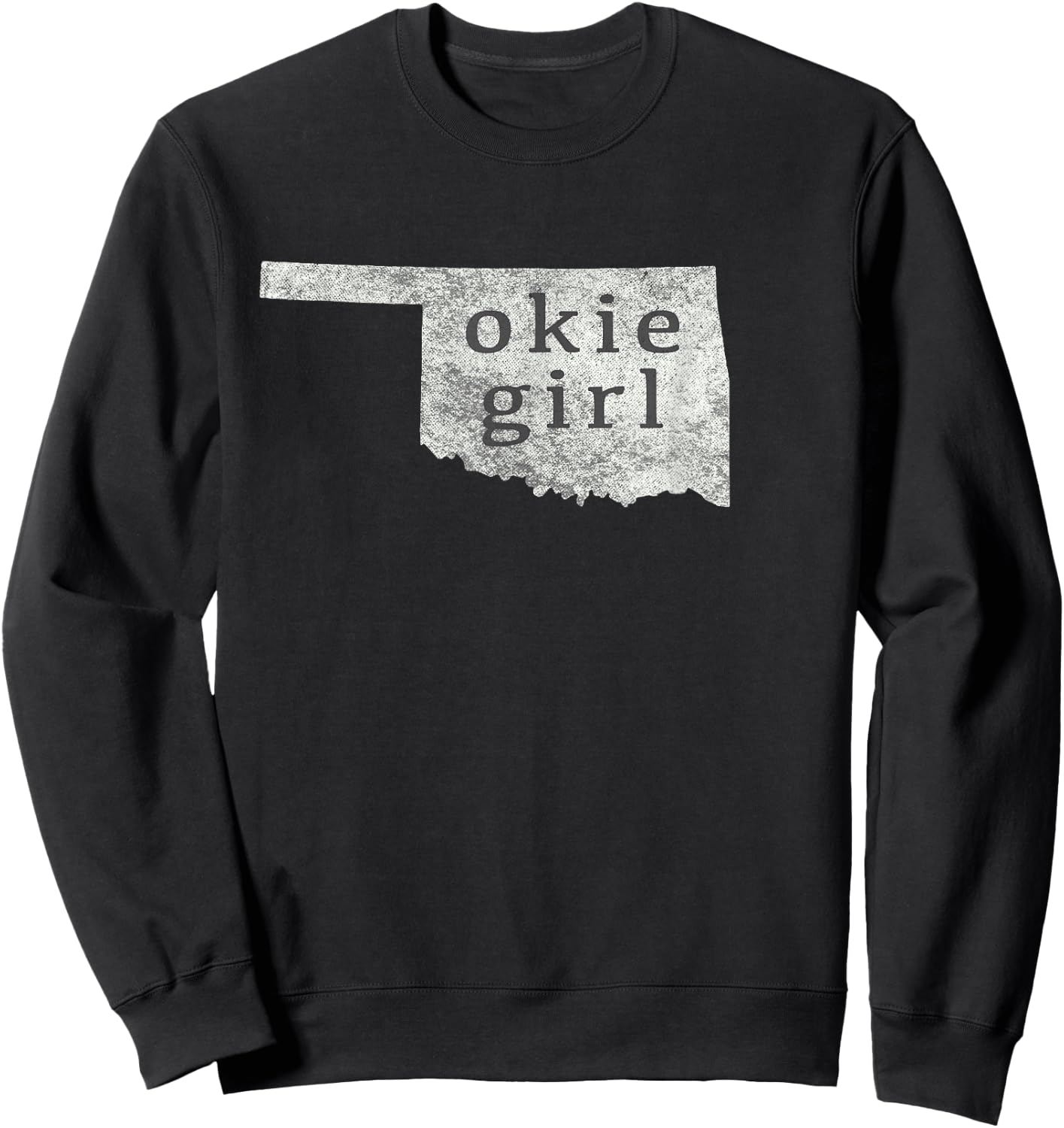 Okie Girl White Distressed Style Sweatshirt - Sweatshirt | Black