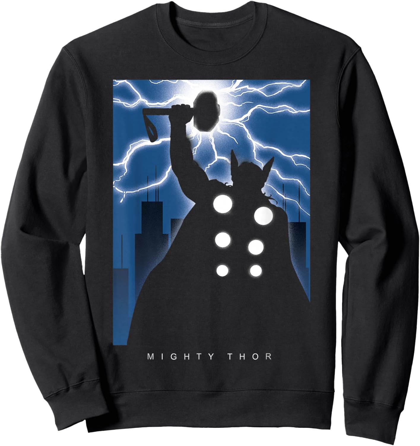 Marvel Thor Mighty Deco-Style Lightning Silhouette Sweatshirt - Sweatshirt | Black