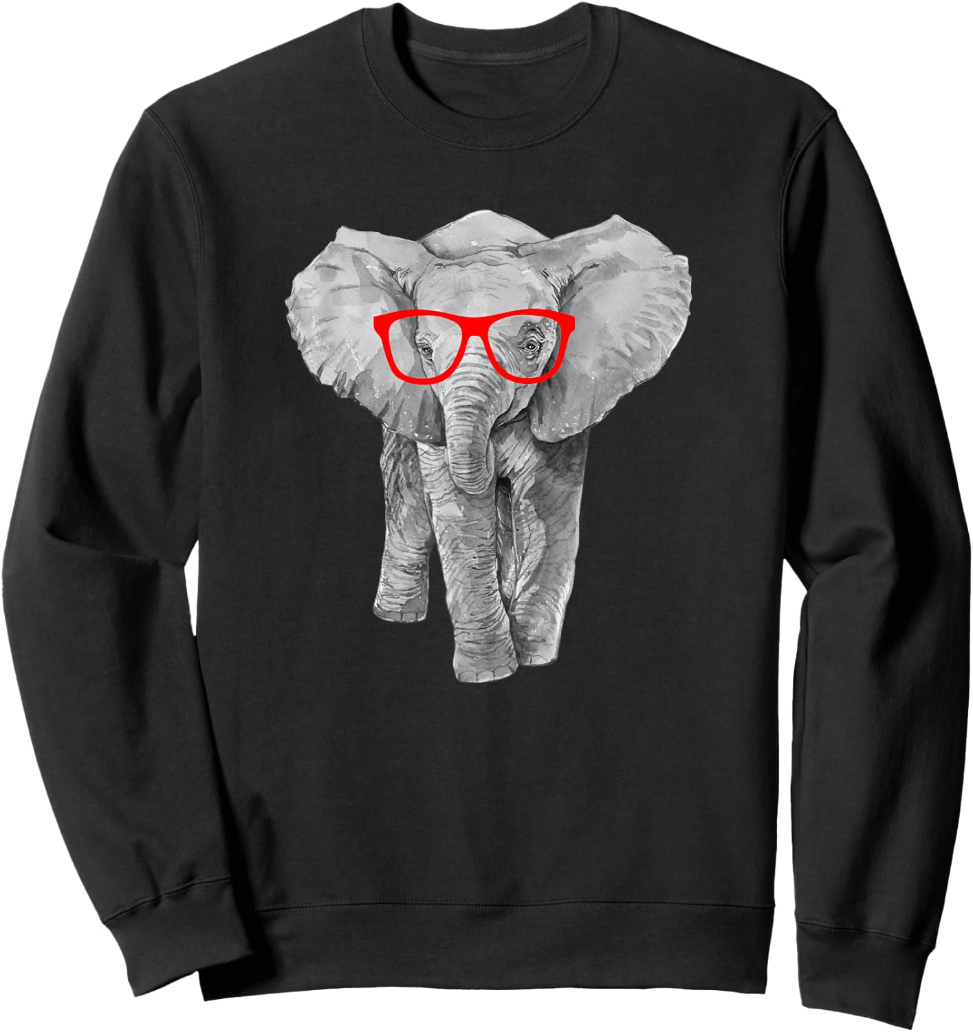 Hipster Baby Elephant in Red Glasses Shirt Sweatshirt - Sweatshirt | Black