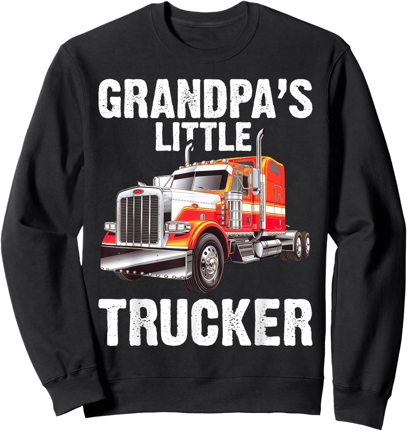 Boys Kids Semi Truck Grandpa's Little Trucker Sweatshirt - Sweatshirt | Black