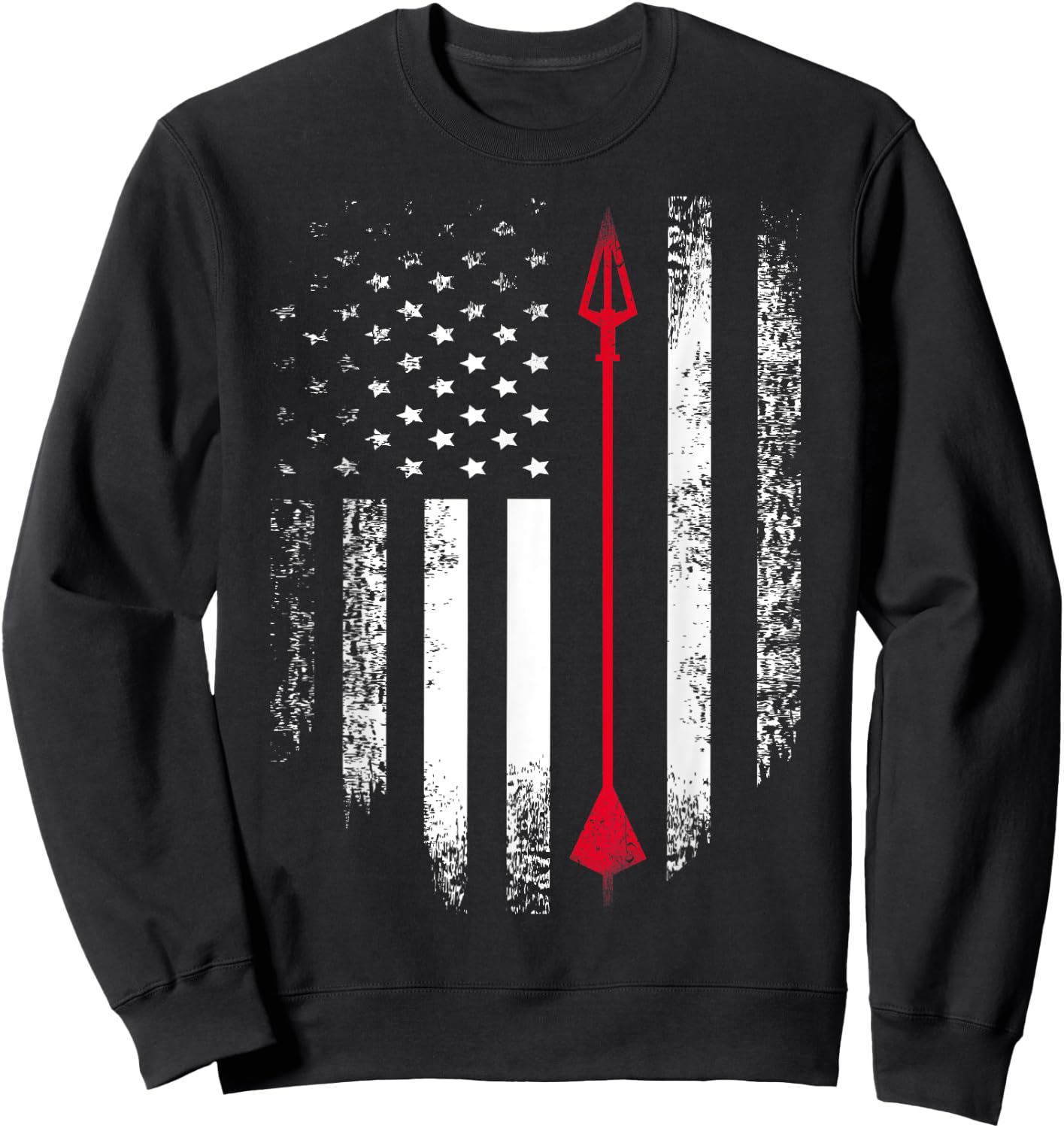Vintage USA Red White - Archery Arrow American Flag Sweatshirt - Sweatshirt | Black