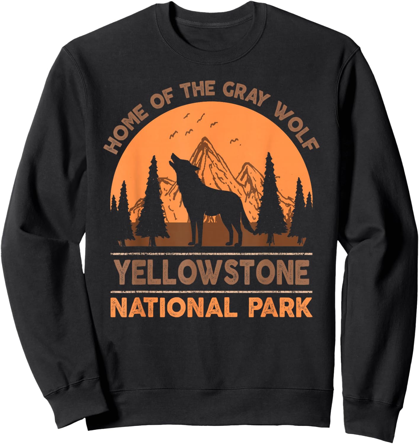 Yellowstone National Park T shirt US Wolf Vintage Men Women Sweatshirt - Sweatshirt | Black