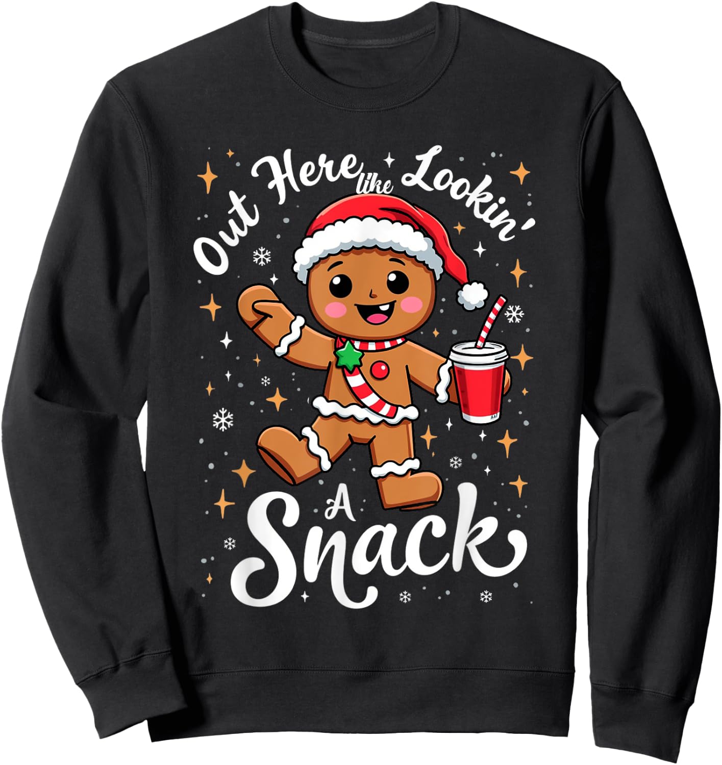 out here looking like a snack christmas funny BouJee Xmas Sweatshirt - Sweatshirt | Black