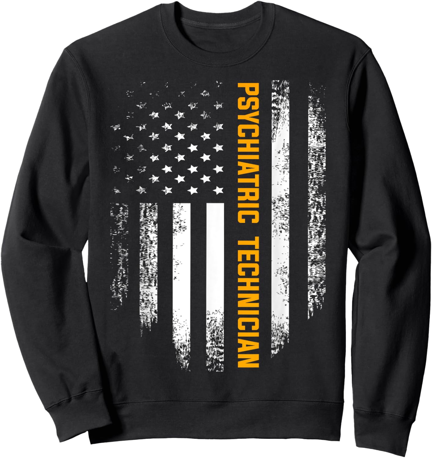 Vintage American USA Flag Psychiatric Technician Shirt Gift Kids Men Sweatshirt - Sweatshirt | Black